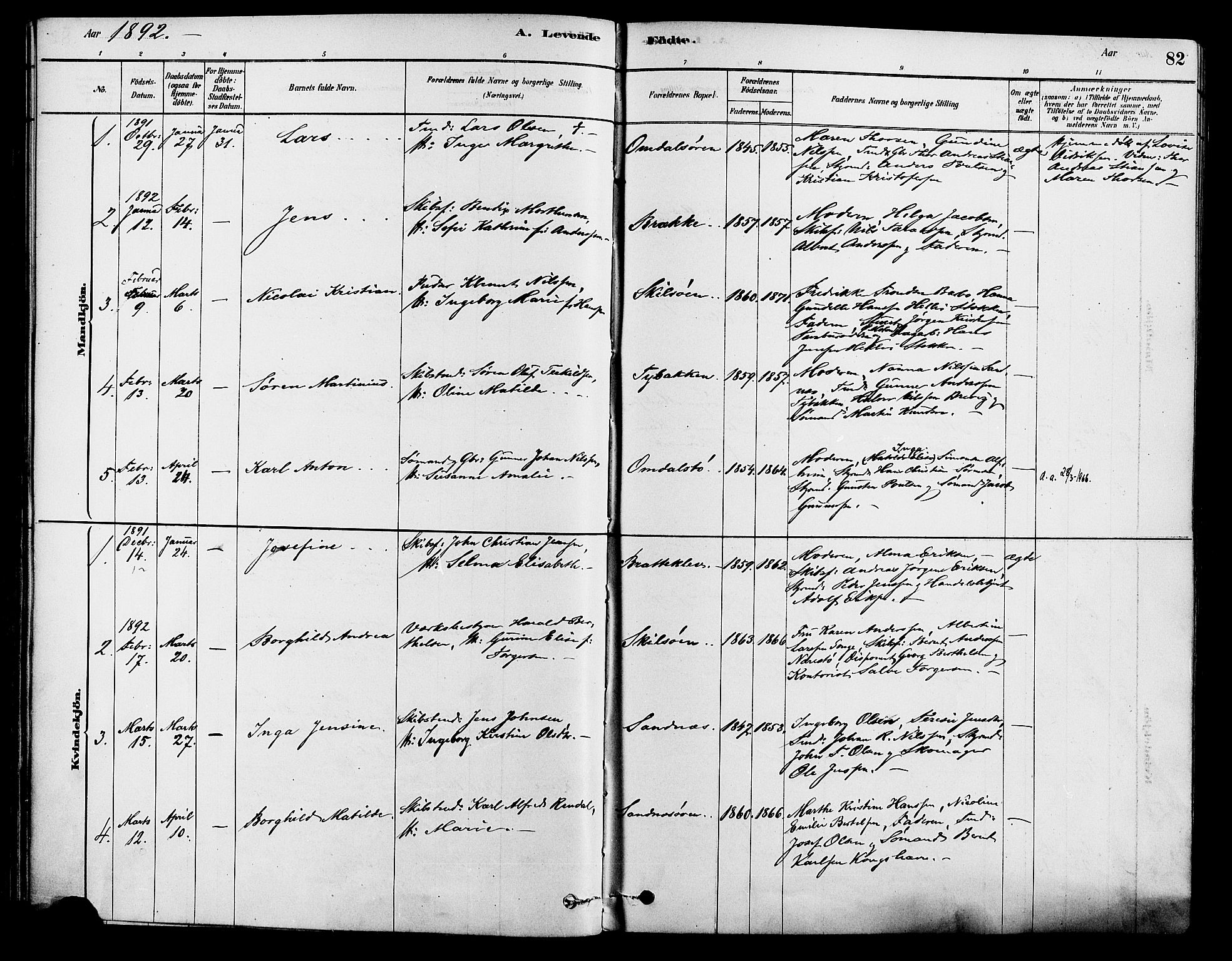 Tromøy sokneprestkontor, AV/SAK-1111-0041/F/Fa/L0009: Parish register (official) no. A 9, 1878-1896, p. 82