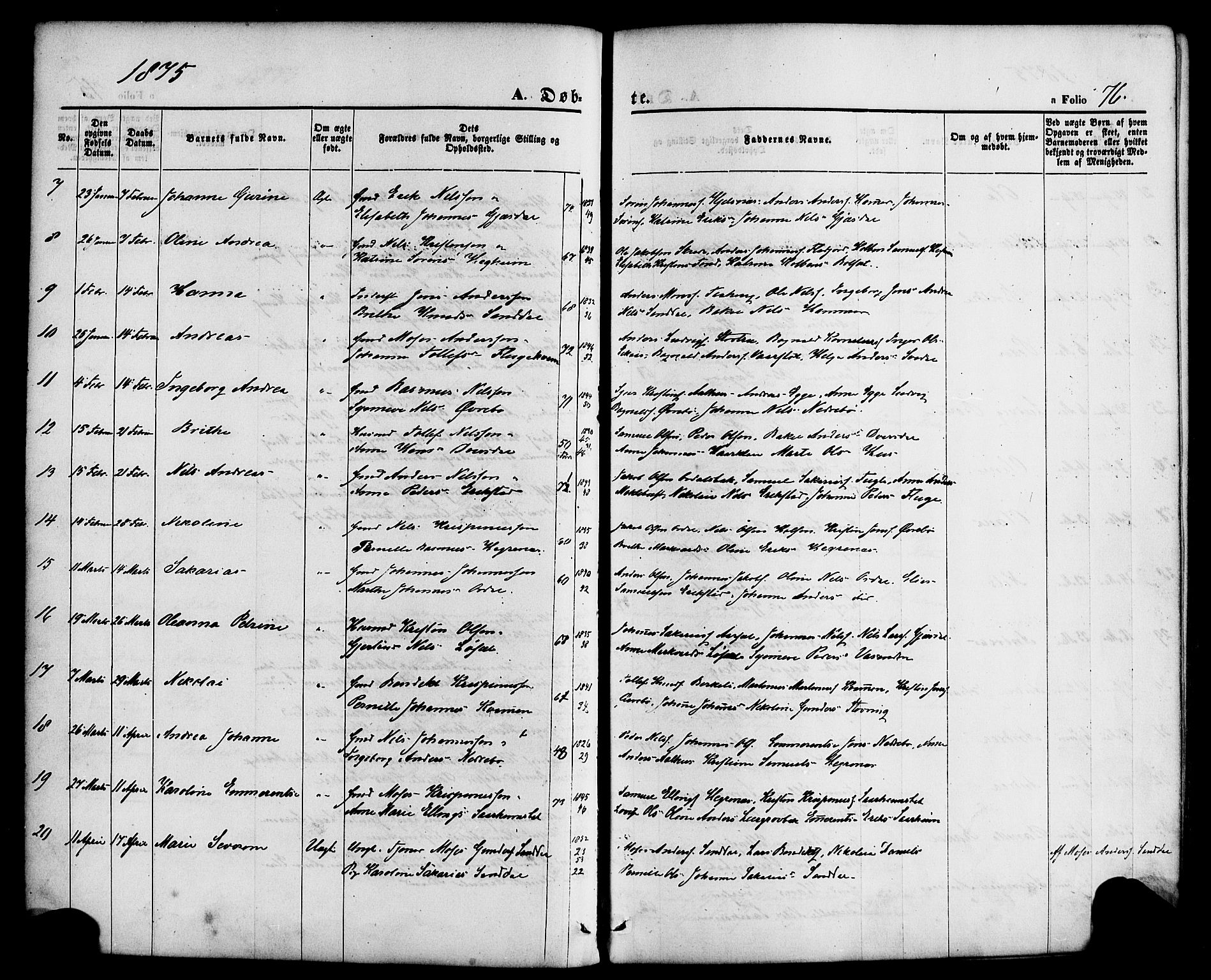 Jølster sokneprestembete, SAB/A-80701/H/Haa/Haaa/L0011: Parish register (official) no. A 11, 1866-1881, p. 76