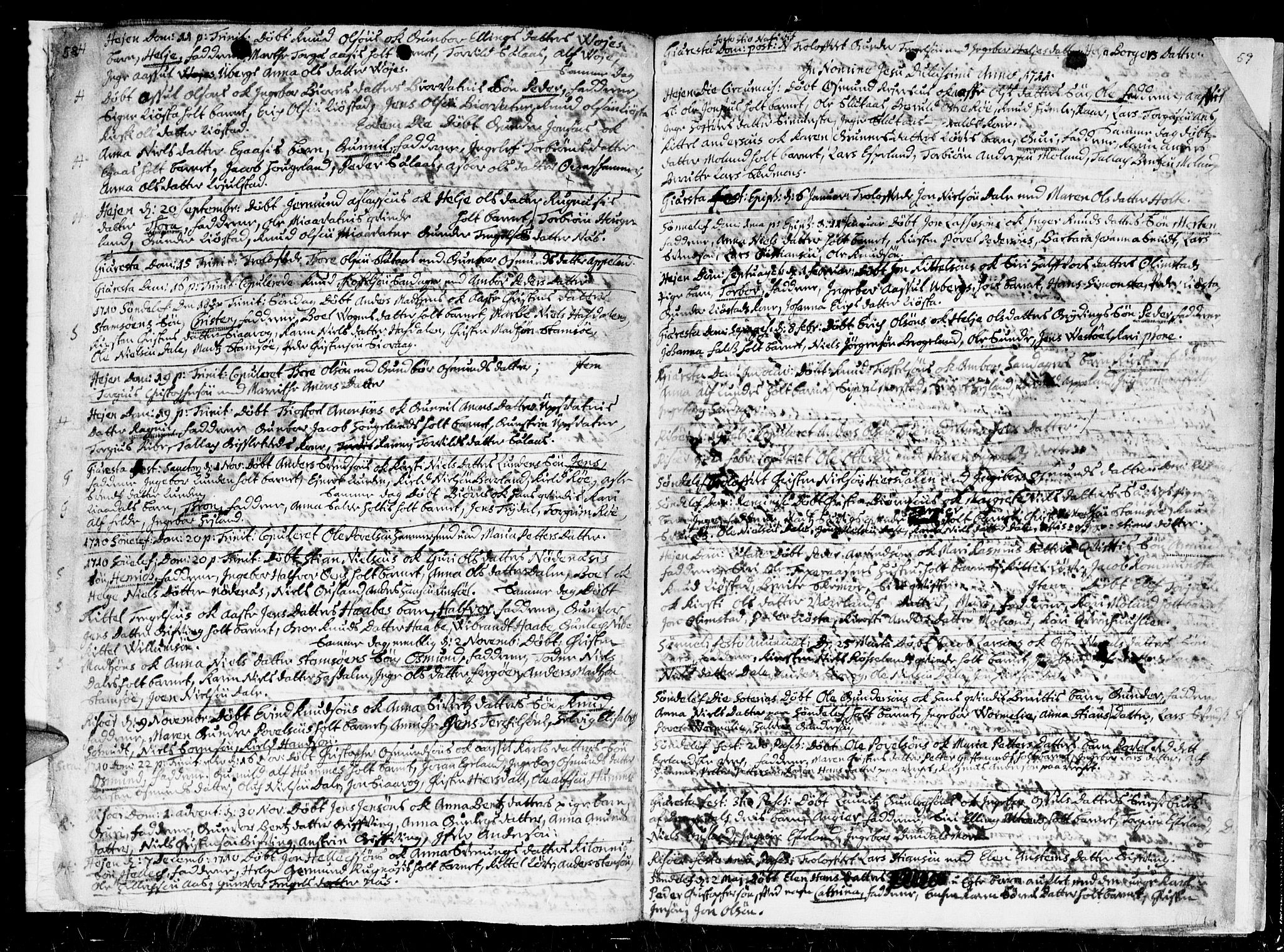 Gjerstad sokneprestkontor, AV/SAK-1111-0014/F/Fa/Faa/L0001: Parish register (official) no. A 1, 1695-1717, p. 58-59