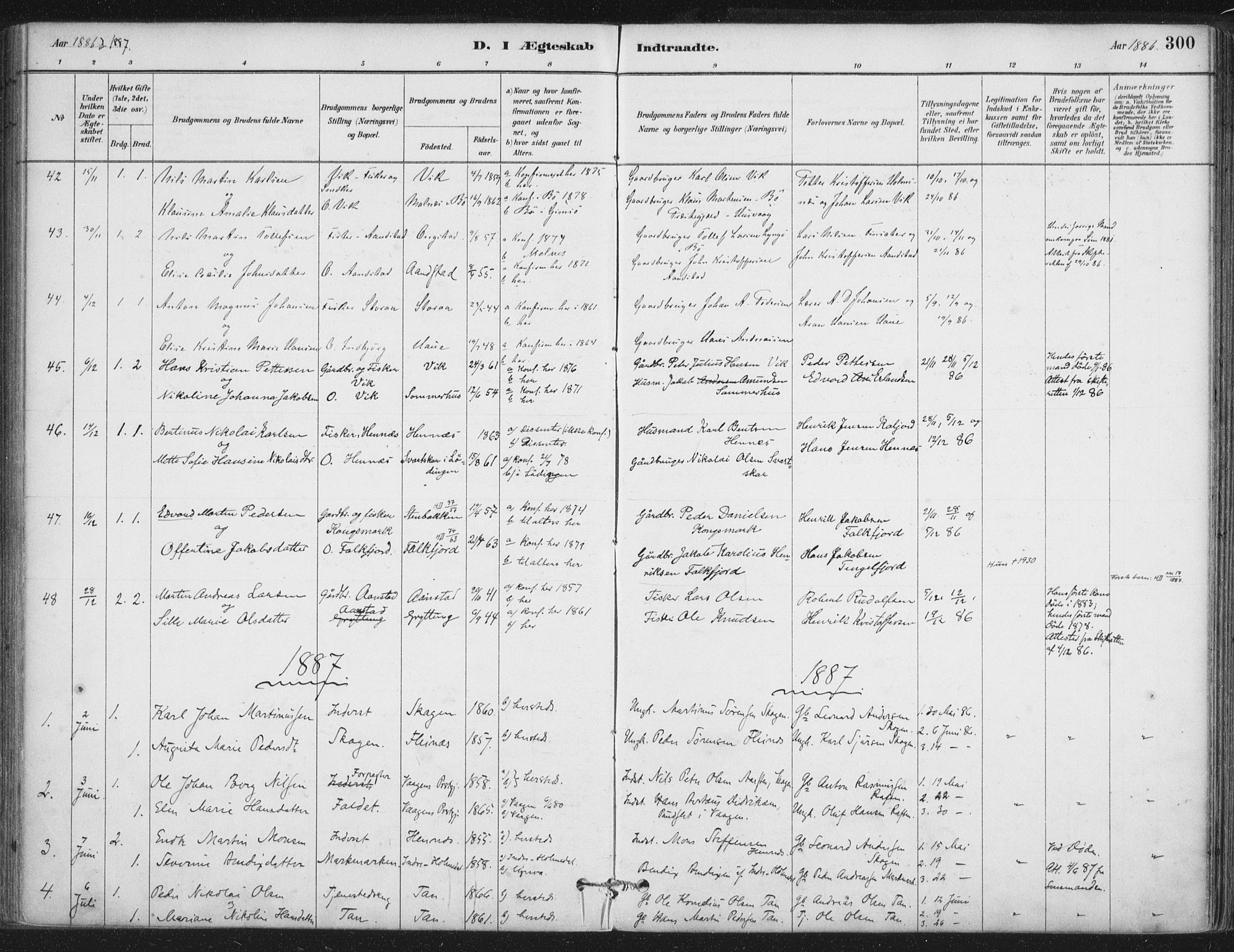 Ministerialprotokoller, klokkerbøker og fødselsregistre - Nordland, AV/SAT-A-1459/888/L1244: Parish register (official) no. 888A10, 1880-1890, p. 300