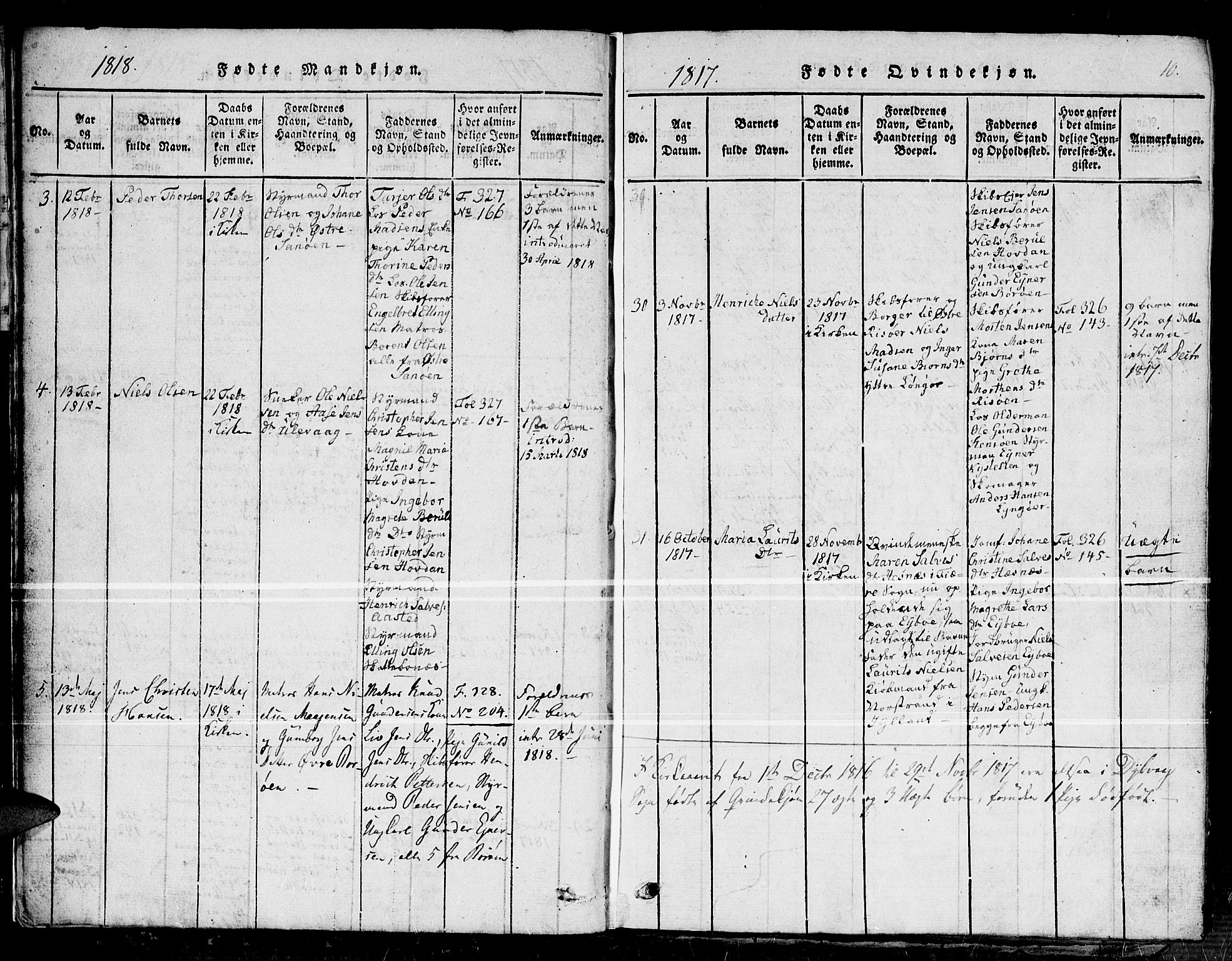 Dypvåg sokneprestkontor, SAK/1111-0007/F/Fb/Fba/L0009: Parish register (copy) no. B 9, 1816-1842, p. 10