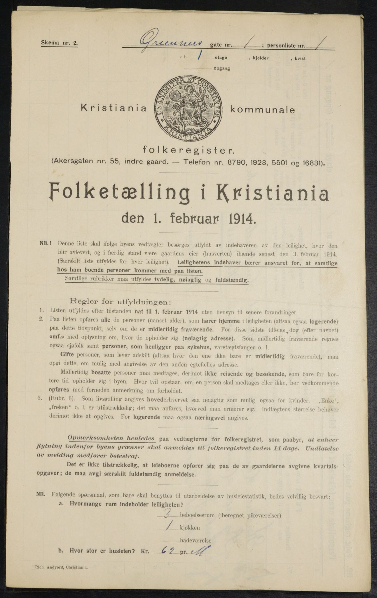 OBA, Municipal Census 1914 for Kristiania, 1914, p. 30746