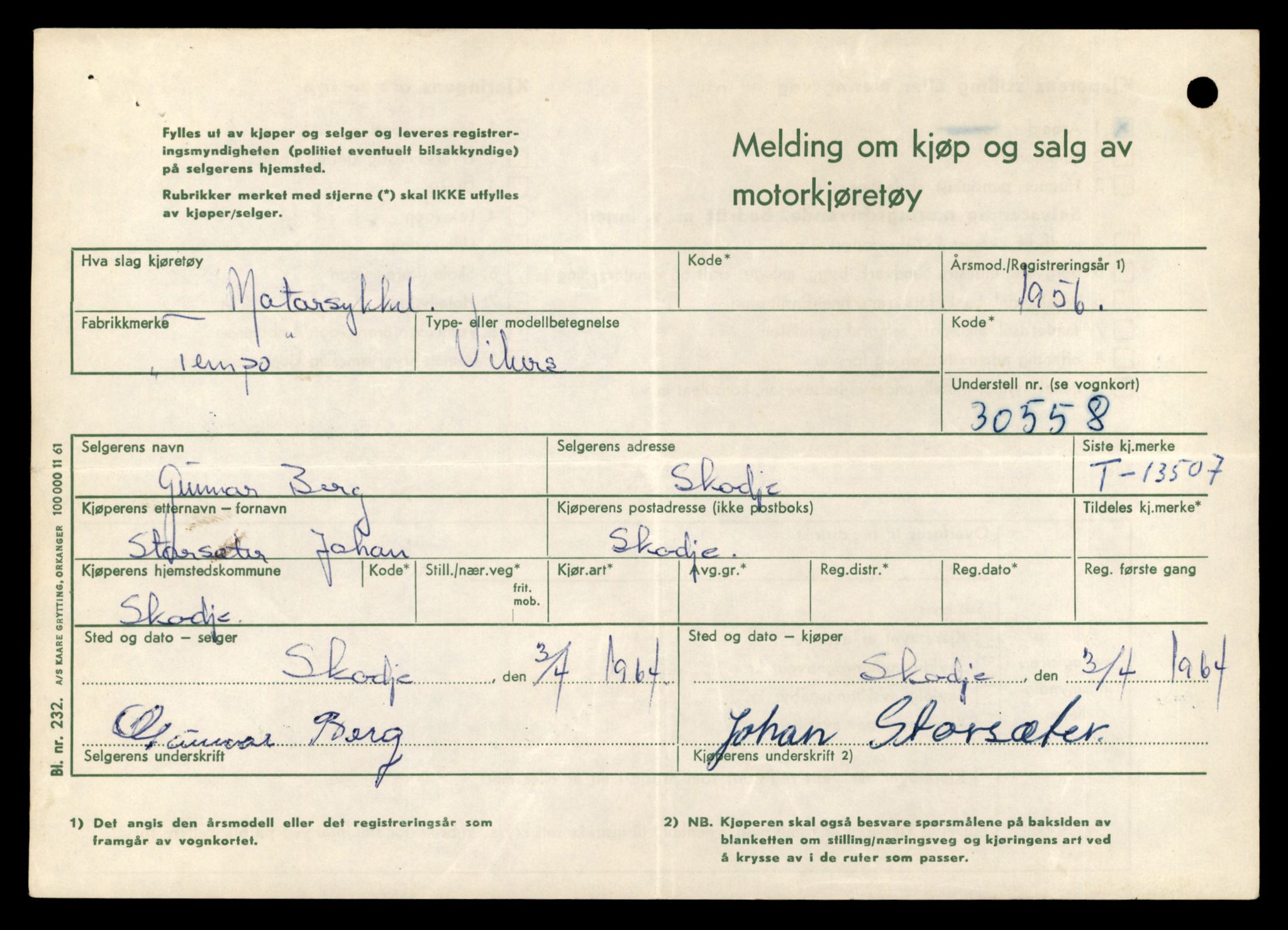 Møre og Romsdal vegkontor - Ålesund trafikkstasjon, AV/SAT-A-4099/F/Fe/L0039: Registreringskort for kjøretøy T 13361 - T 13530, 1927-1998, p. 2614