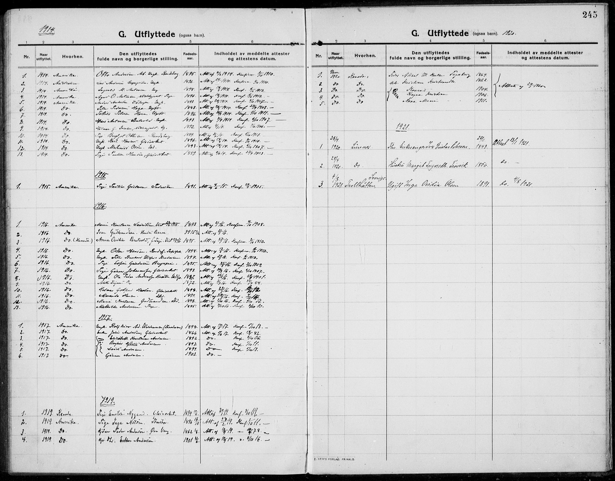 Jevnaker prestekontor, SAH/PREST-116/H/Ha/Haa/L0012: Parish register (official) no. 12, 1914-1924, p. 245