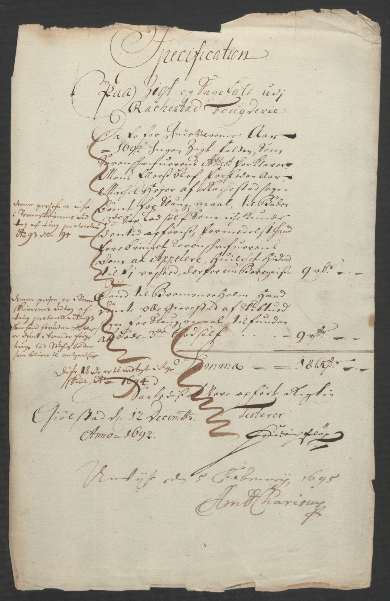 Rentekammeret inntil 1814, Reviderte regnskaper, Fogderegnskap, AV/RA-EA-4092/R07/L0284: Fogderegnskap Rakkestad, Heggen og Frøland, 1694, p. 26