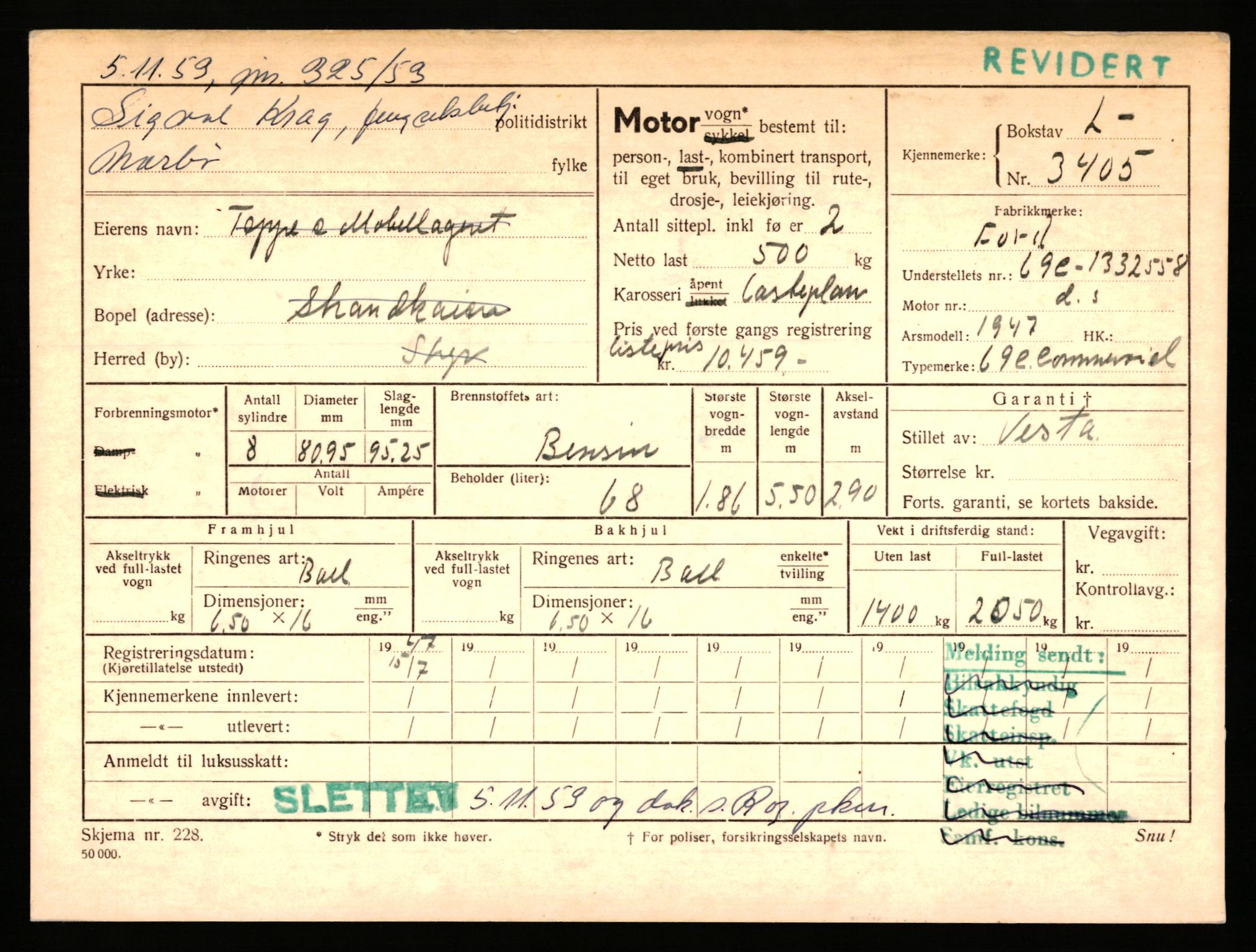 Stavanger trafikkstasjon, AV/SAST-A-101942/0/F/L0010: L-3350 - L-3699, 1930-1971, p. 297