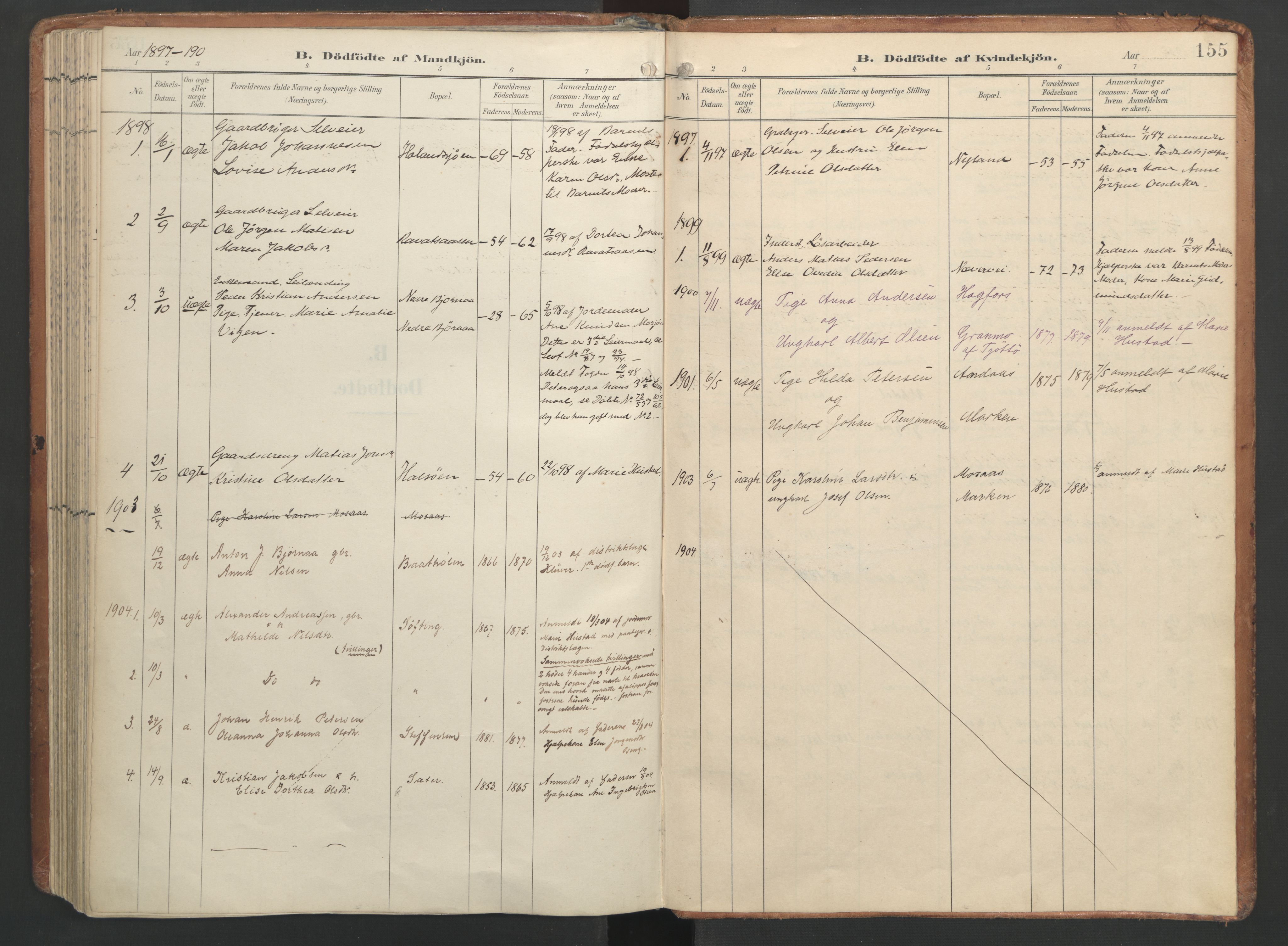 Ministerialprotokoller, klokkerbøker og fødselsregistre - Nordland, AV/SAT-A-1459/820/L0297: Parish register (official) no. 820A18, 1897-1917, p. 155