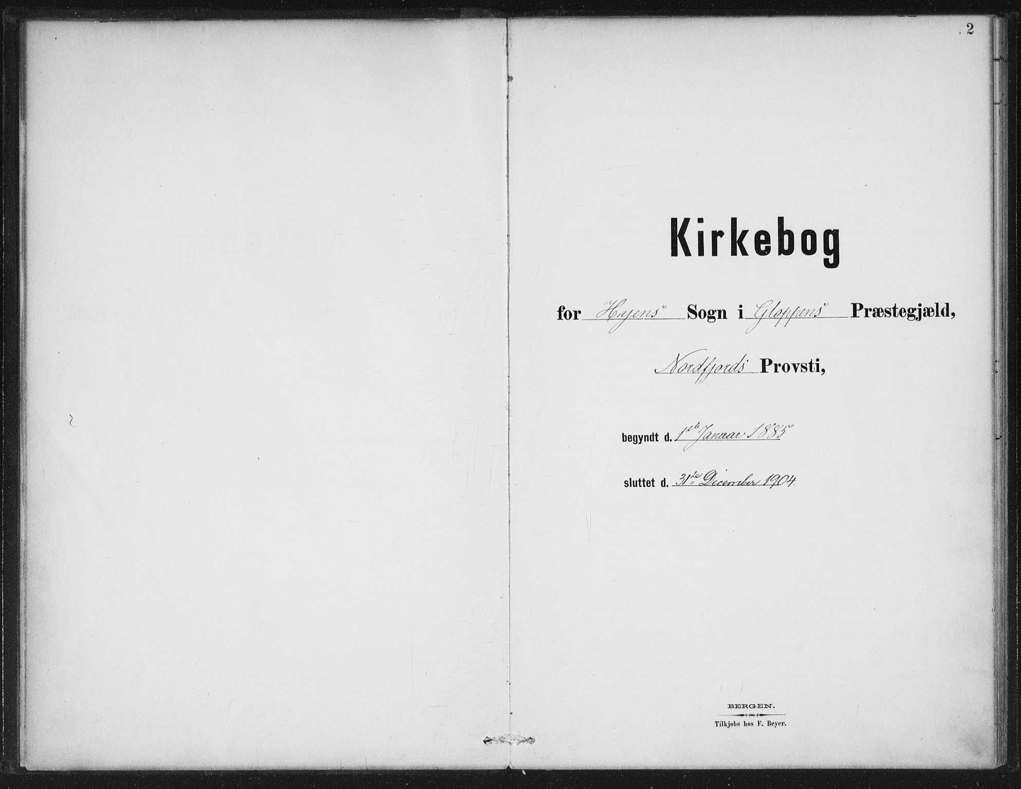 Gloppen sokneprestembete, SAB/A-80101/H/Haa/Haae/L0001: Parish register (official) no. E  1, 1885-1904, p. 2