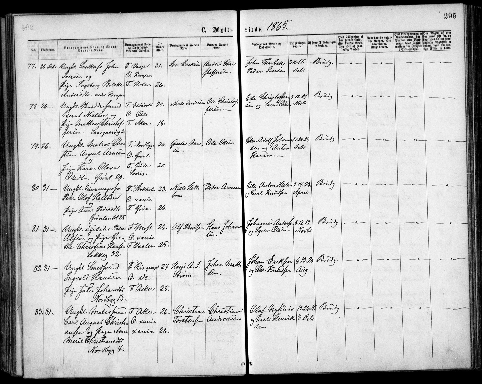 Grønland prestekontor Kirkebøker, SAO/A-10848/F/Fa/L0003: Parish register (official) no. 3, 1862-1868, p. 295