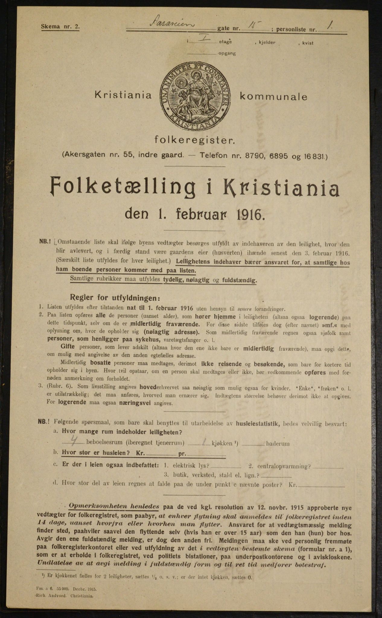 OBA, Municipal Census 1916 for Kristiania, 1916, p. 134763