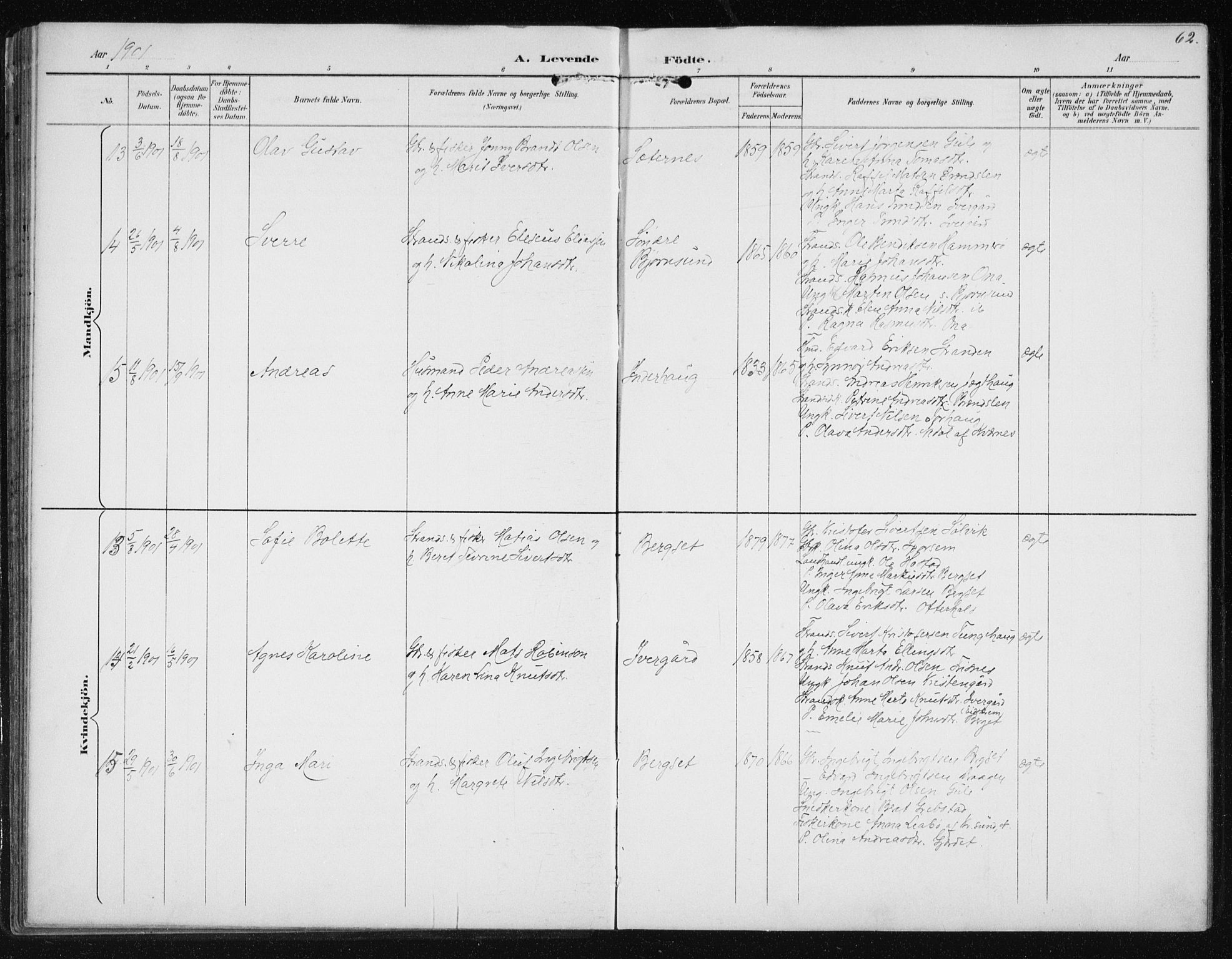 Ministerialprotokoller, klokkerbøker og fødselsregistre - Møre og Romsdal, AV/SAT-A-1454/566/L0773: Parish register (copy) no. 566C02, 1892-1909, p. 62