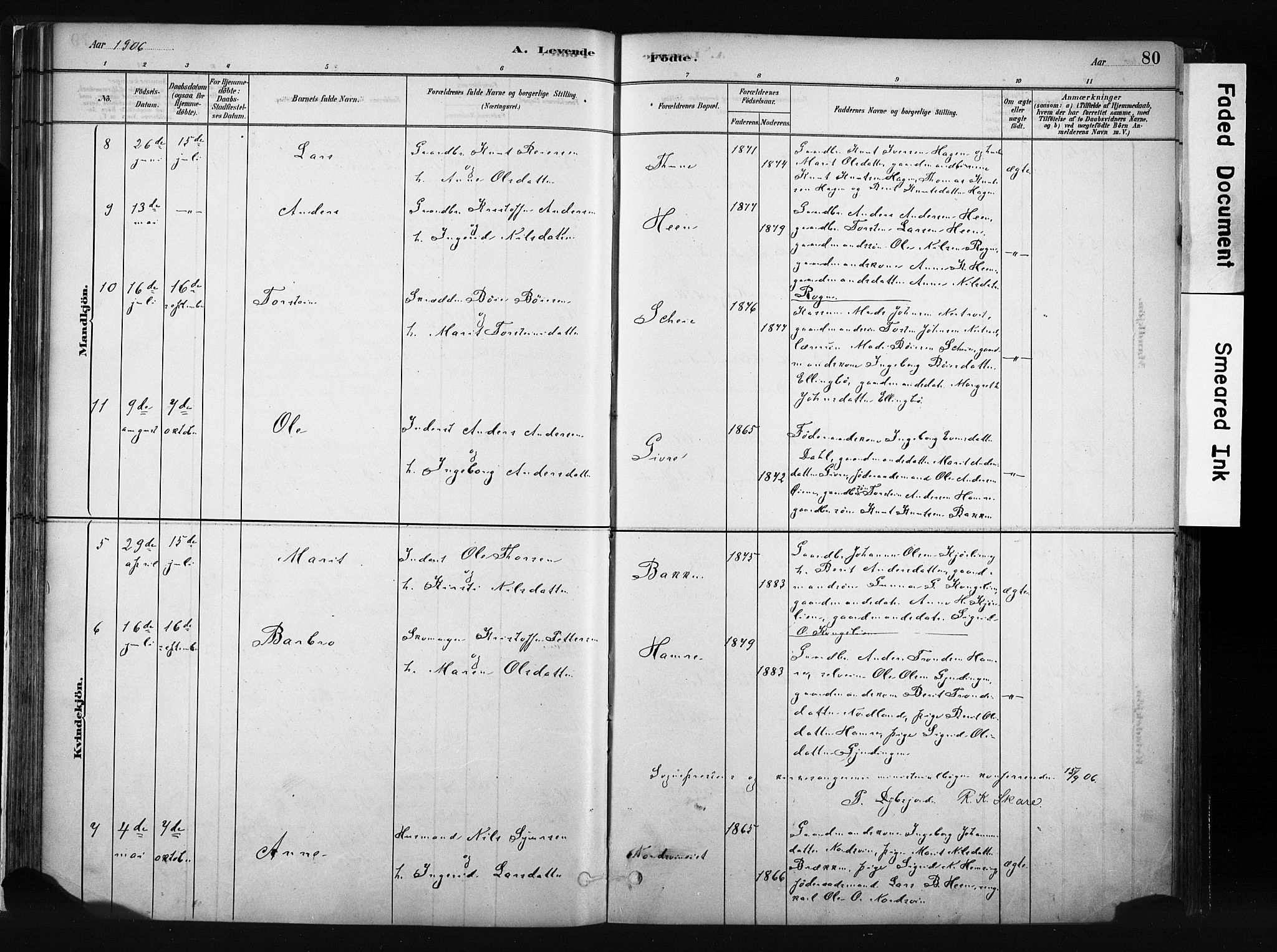 Vang prestekontor, Valdres, AV/SAH-PREST-140/H/Ha/L0008: Parish register (official) no. 8, 1882-1910, p. 80