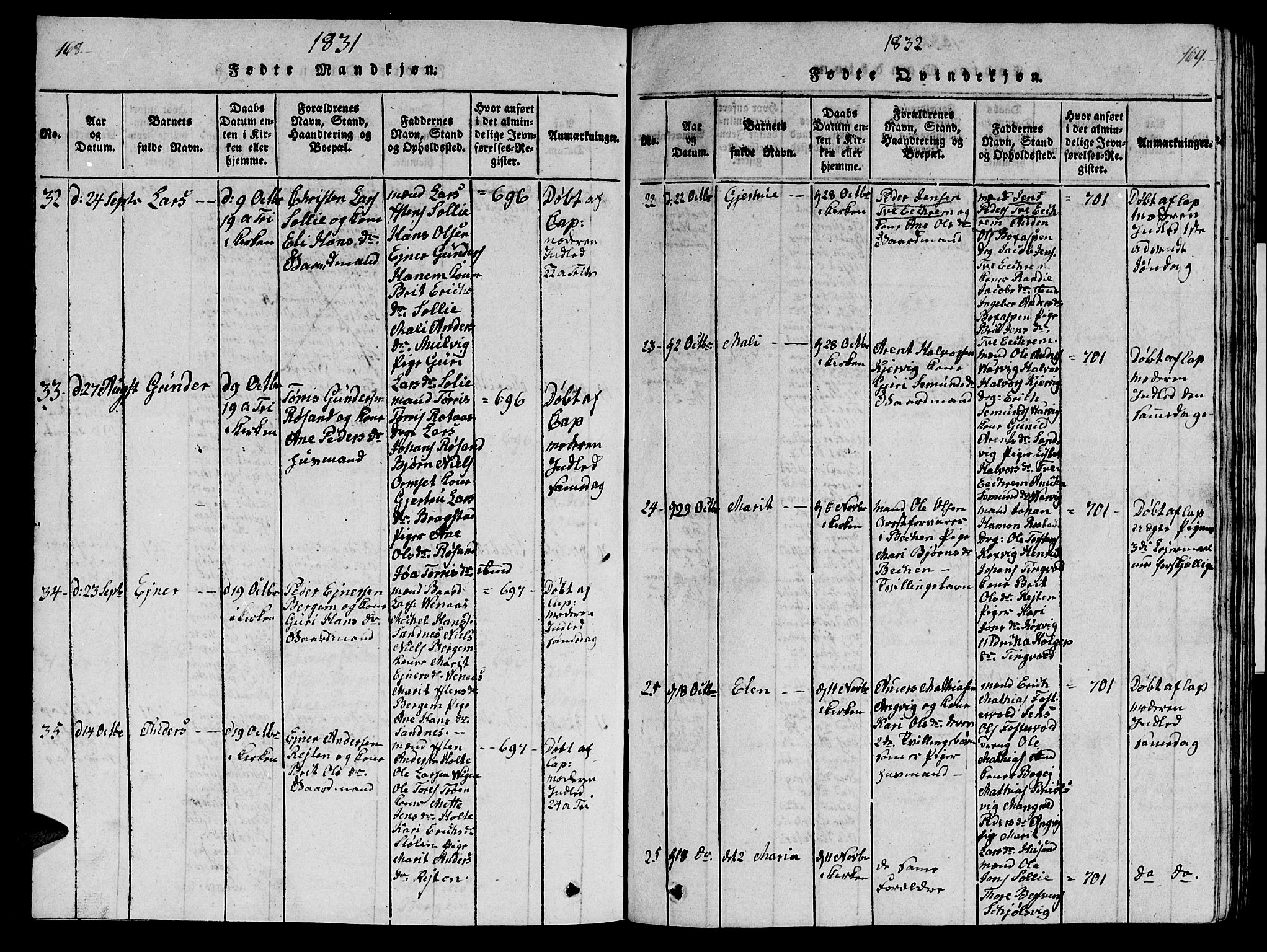 Ministerialprotokoller, klokkerbøker og fødselsregistre - Møre og Romsdal, AV/SAT-A-1454/586/L0990: Parish register (copy) no. 586C01, 1819-1837, p. 168-169