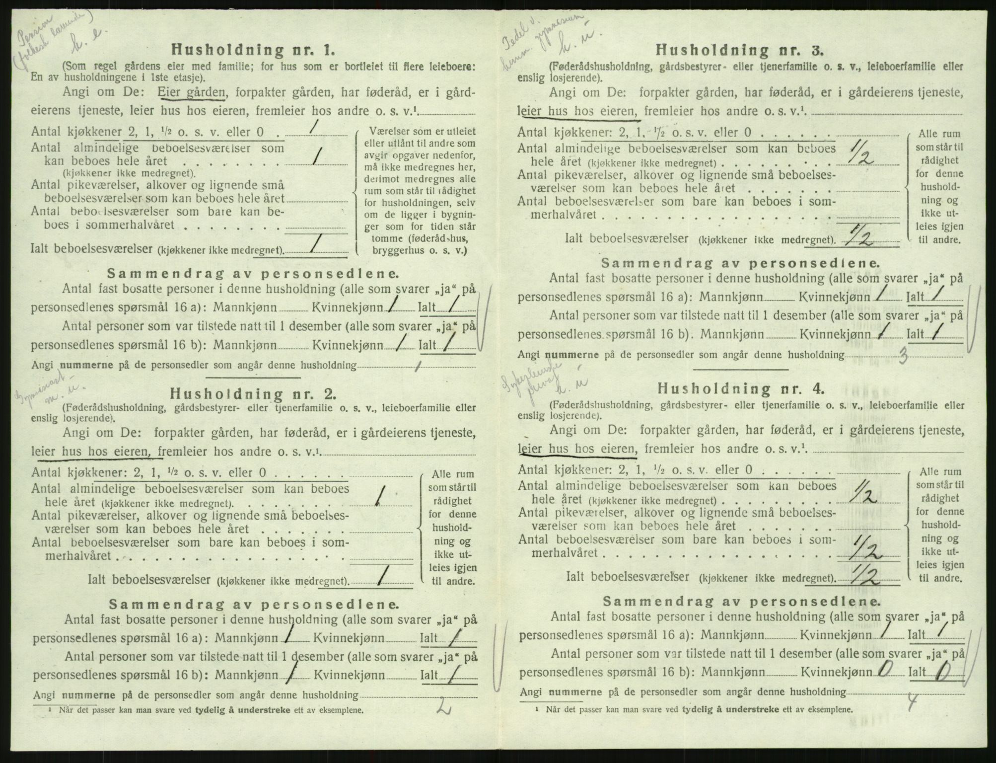 SAK, 1920 census for Hornnes, 1920, p. 330