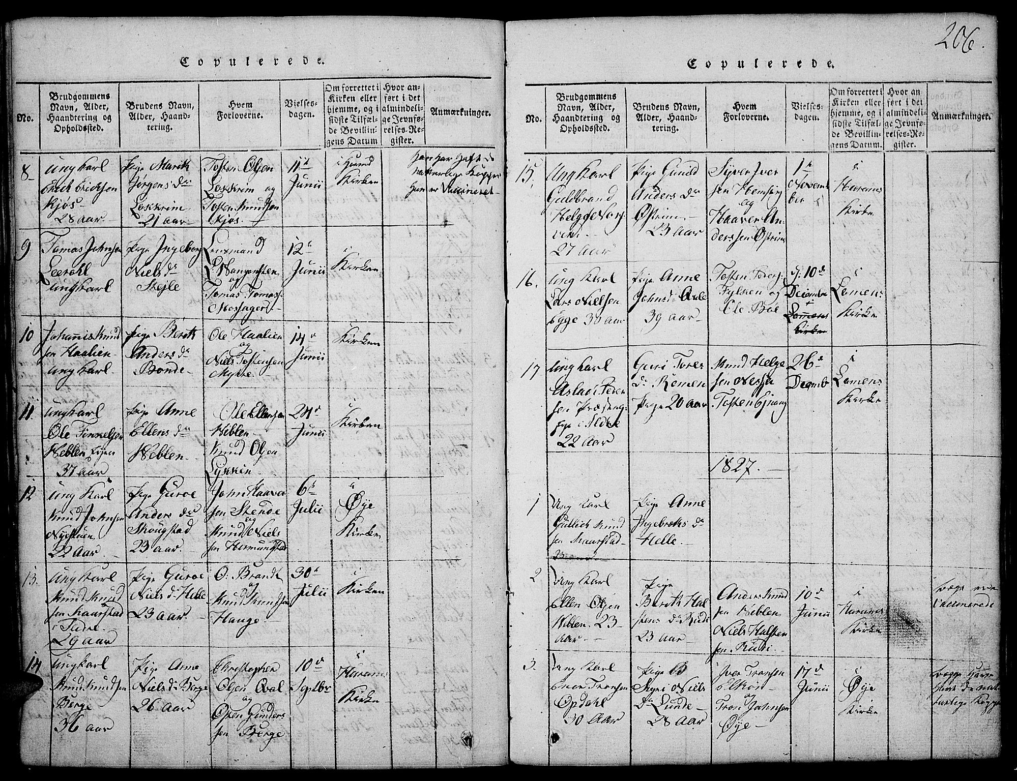 Vang prestekontor, Valdres, SAH/PREST-140/H/Hb/L0002: Parish register (copy) no. 2, 1814-1889, p. 206