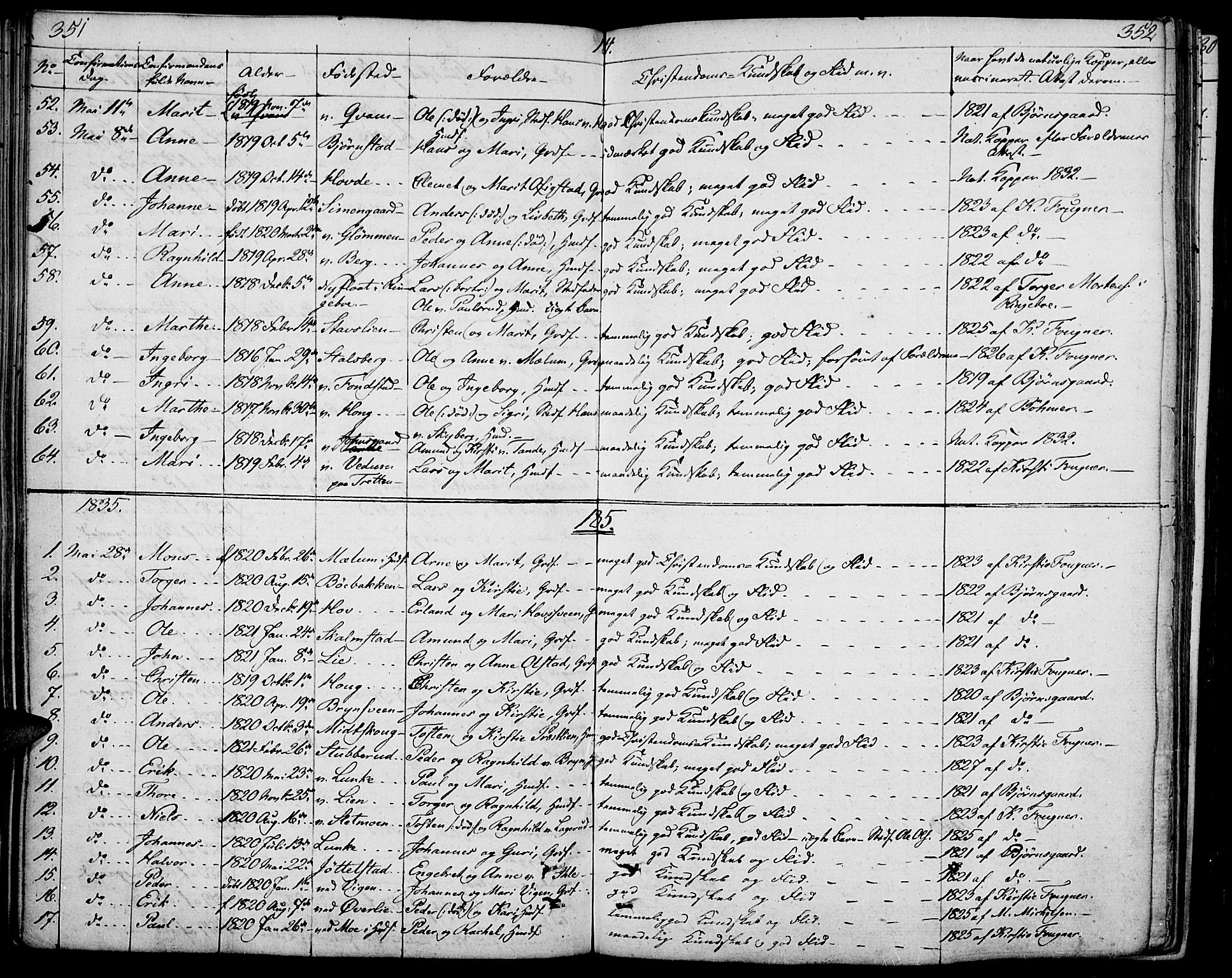 Øyer prestekontor, AV/SAH-PREST-084/H/Ha/Haa/L0004: Parish register (official) no. 4, 1824-1841, p. 351-352