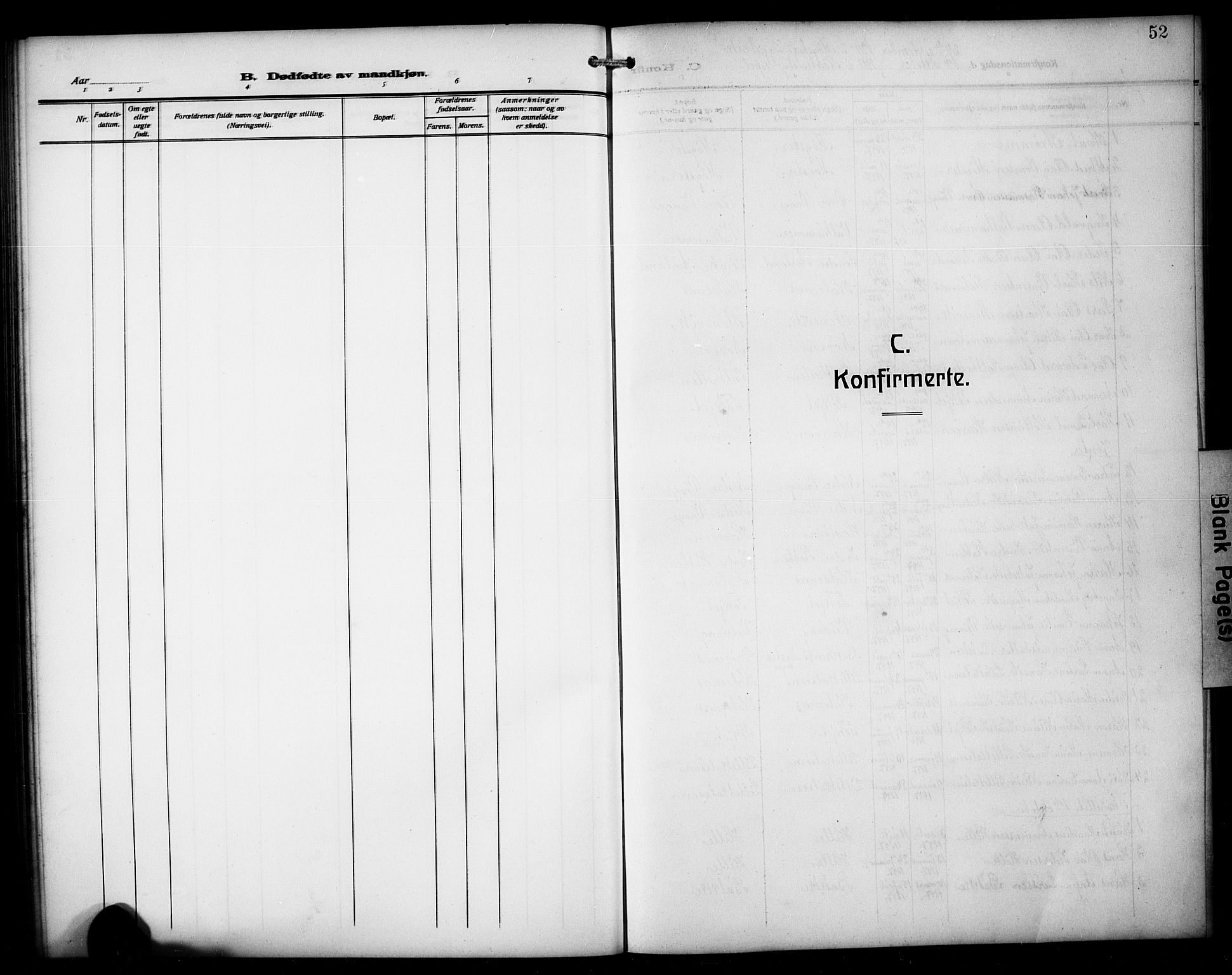 Austevoll Sokneprestembete, SAB/A-74201/H/Hab: Parish register (copy) no. B 6, 1911-1925, p. 52