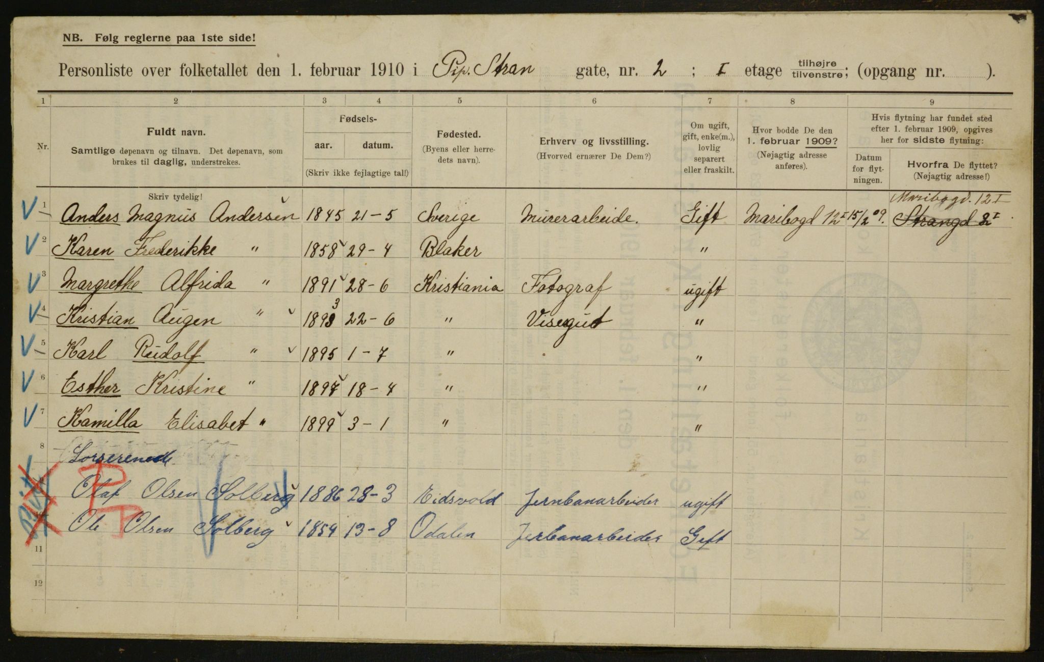 OBA, Municipal Census 1910 for Kristiania, 1910, p. 98424