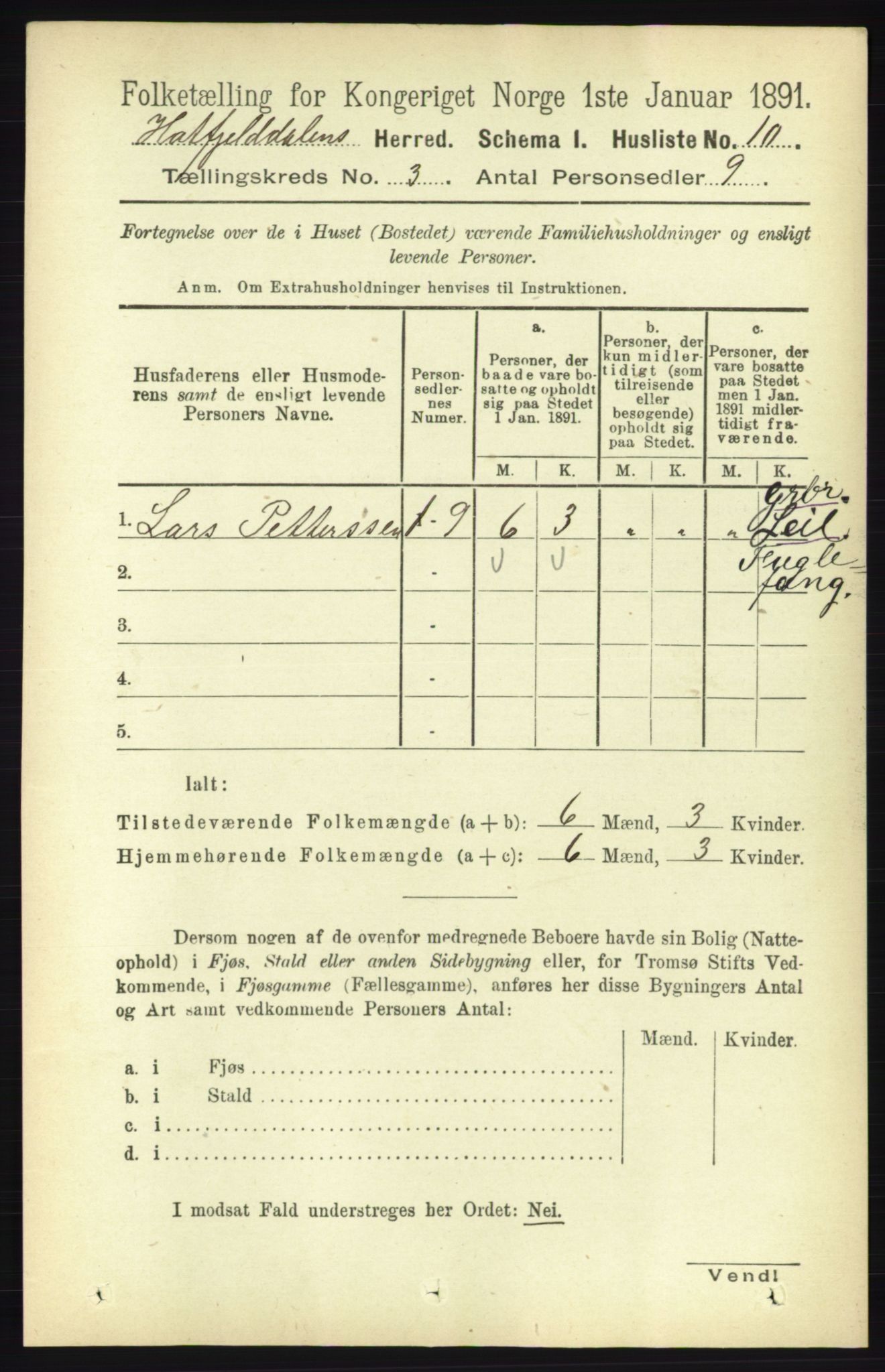 RA, 1891 census for 1826 Hattfjelldal, 1891, p. 607