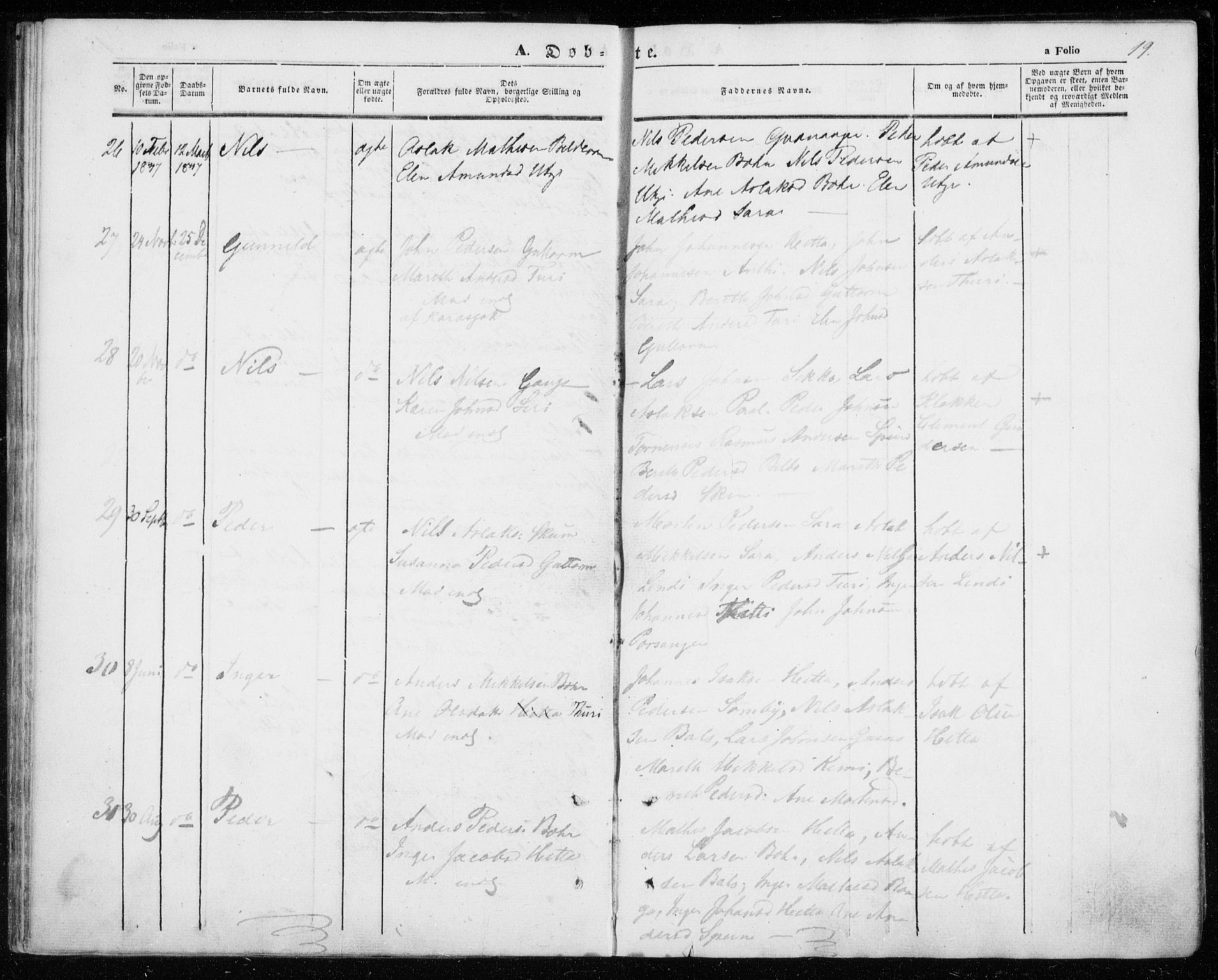 Kautokeino sokneprestembete, AV/SATØ-S-1340/H/Ha/L0002.kirke: Parish register (official) no. 2, 1843-1861, p. 19