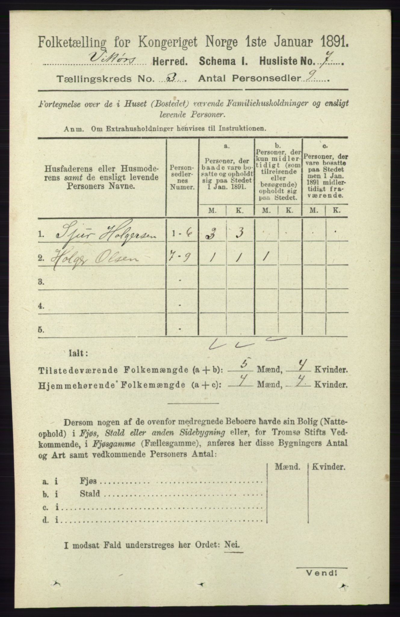 RA, 1891 census for 1238 Vikør, 1891, p. 699