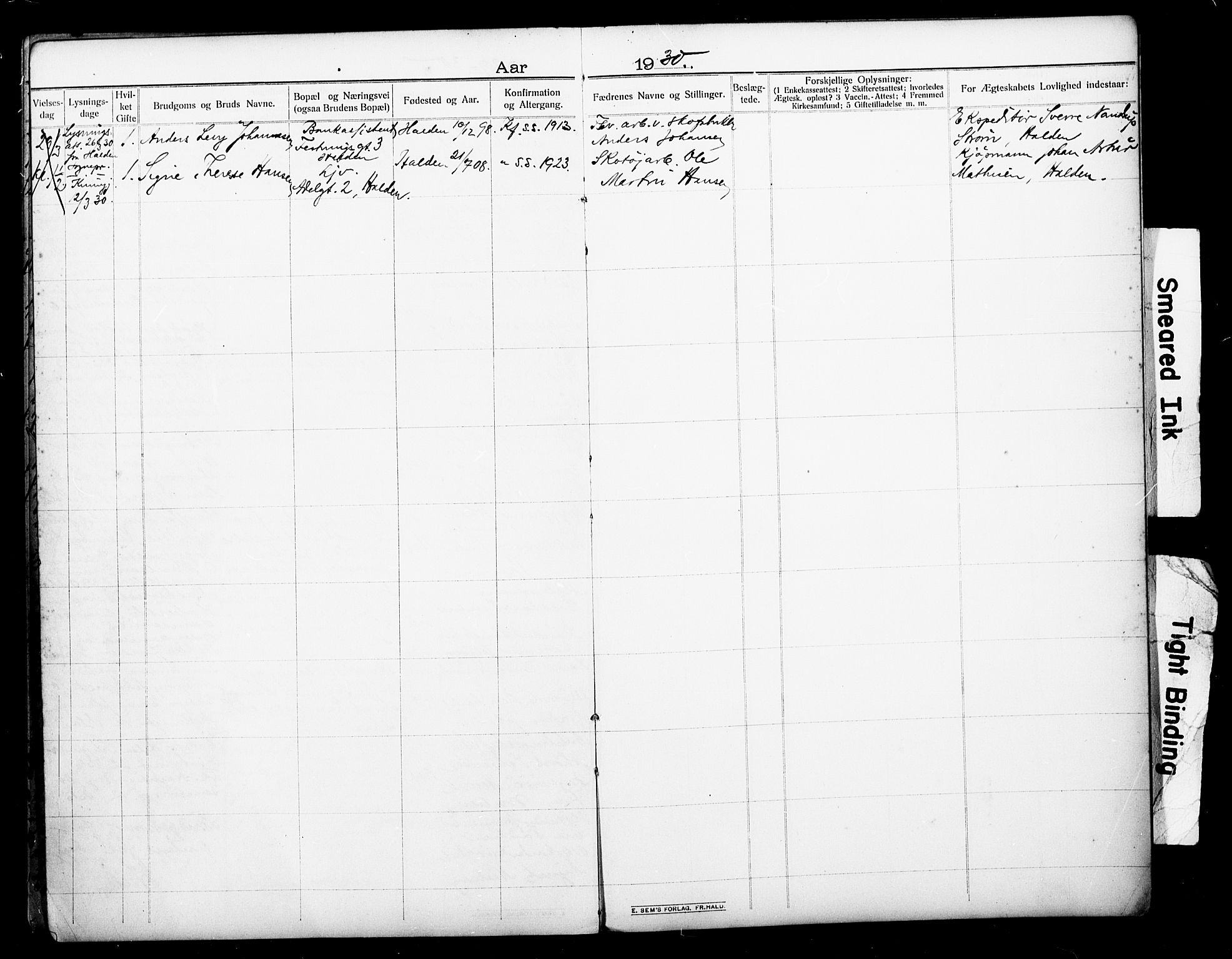 Johannes prestekontor Kirkebøker, AV/SAO-A-10852/H/Ha/L0005: Banns register no. 5, 1912-1930