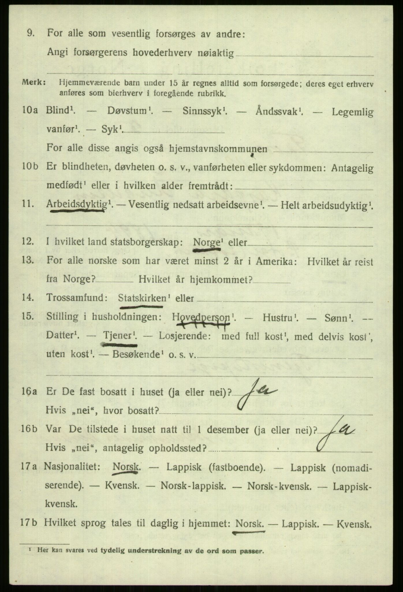 SATØ, 1920 census for Tromsø, 1920, p. 8985