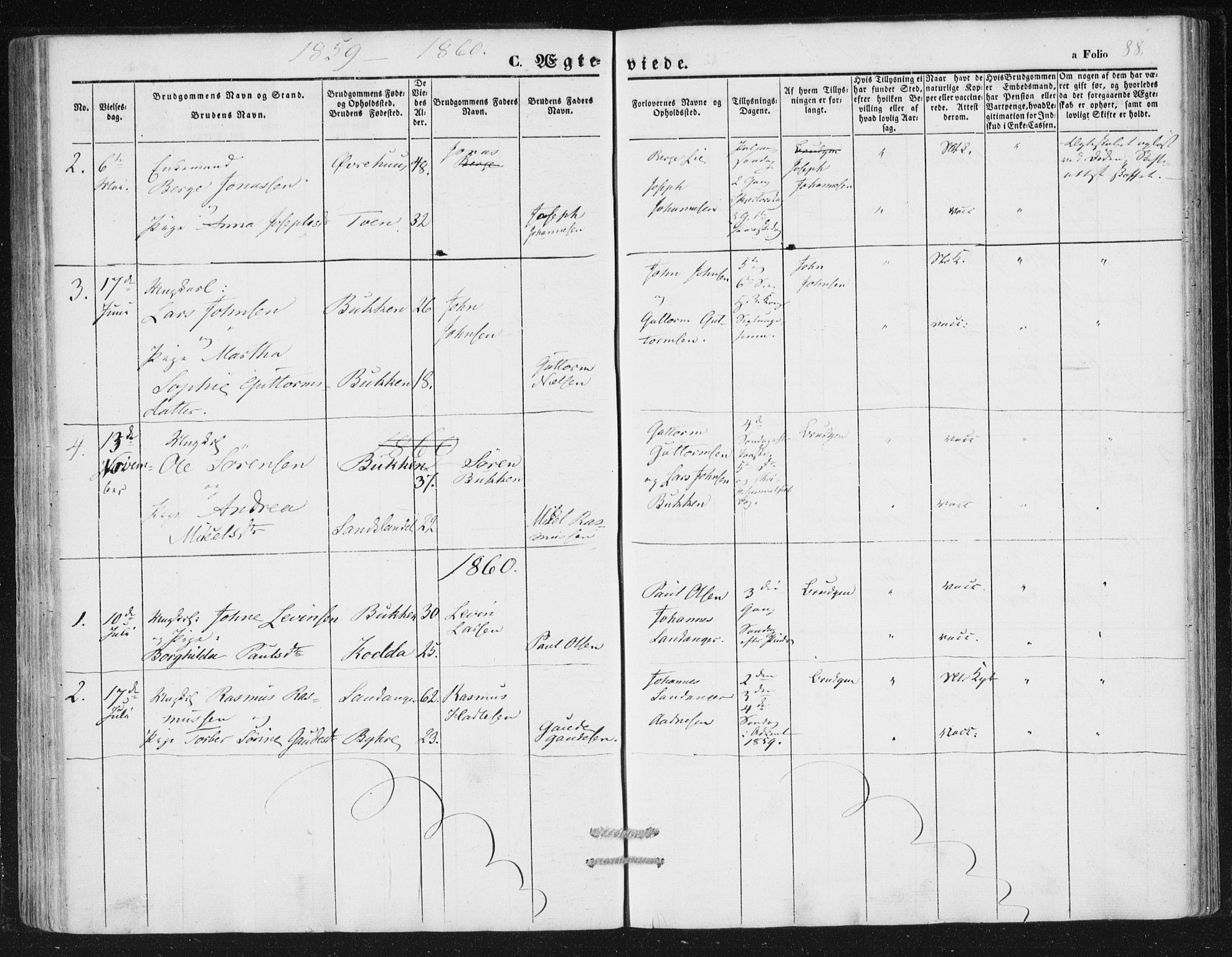 Hjelmeland sokneprestkontor, SAST/A-101843/01/IV/L0010: Parish register (official) no. A 10, 1851-1871, p. 88