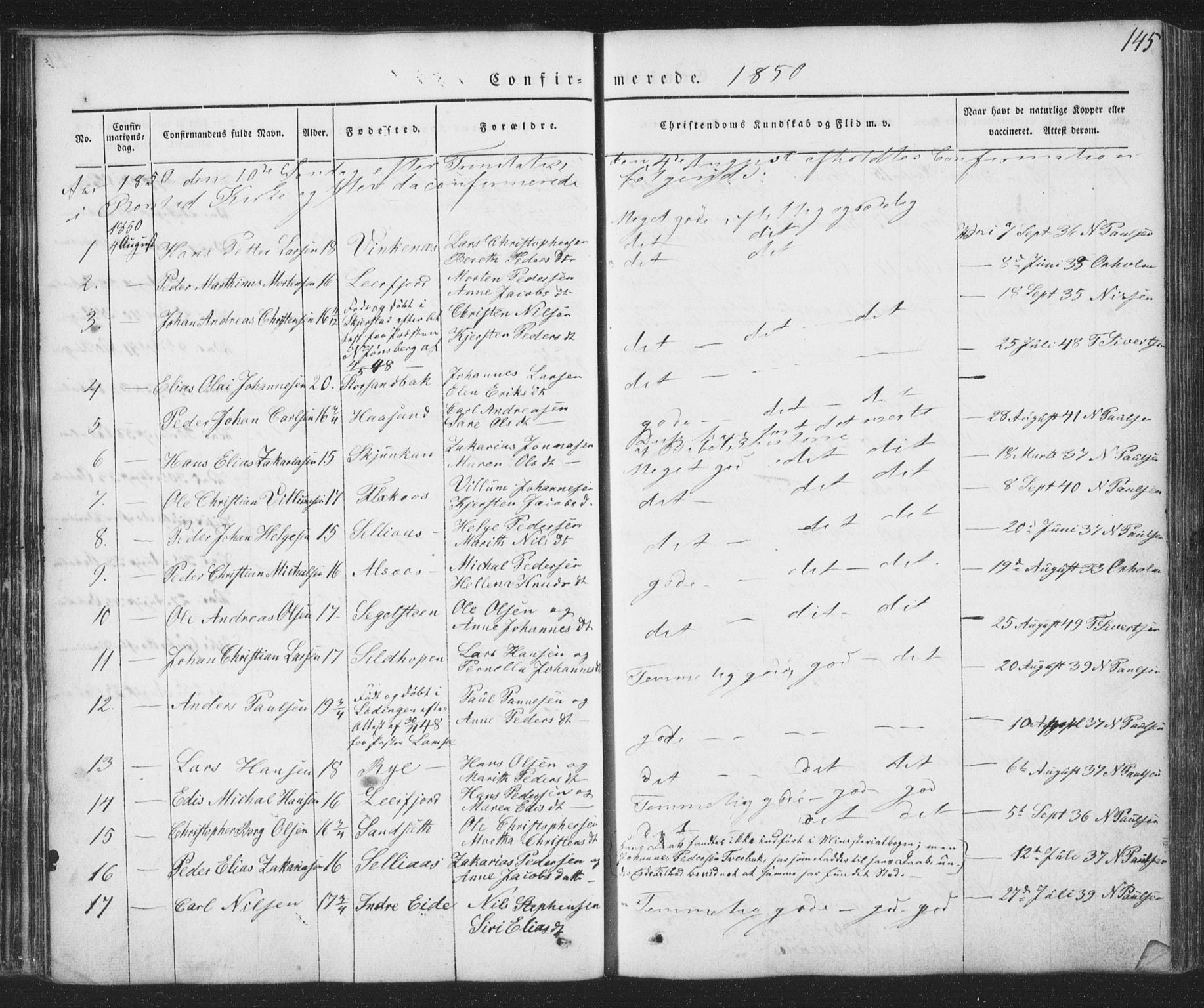 Ministerialprotokoller, klokkerbøker og fødselsregistre - Nordland, AV/SAT-A-1459/853/L0769: Parish register (official) no. 853A08, 1836-1856, p. 145