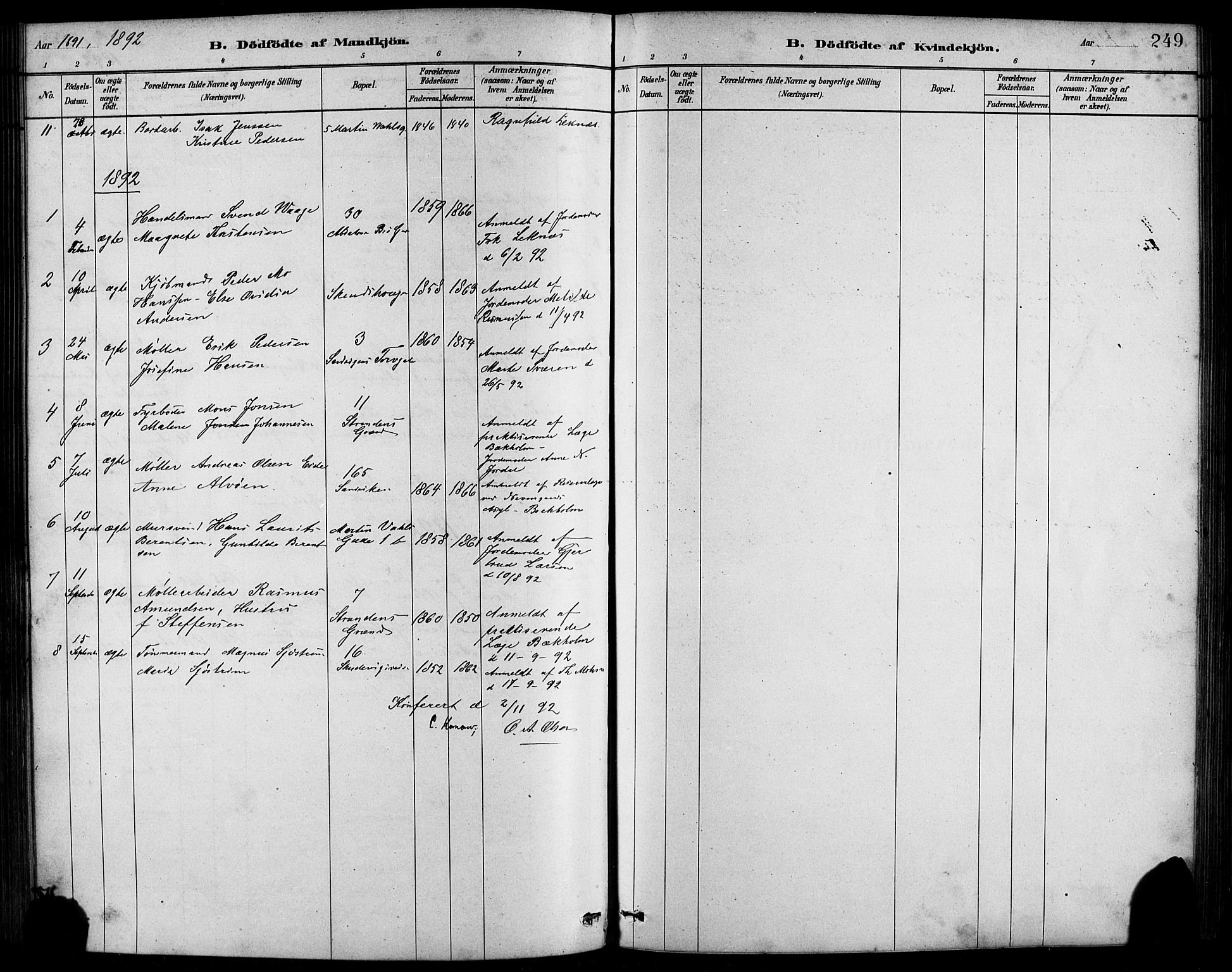 Sandviken Sokneprestembete, SAB/A-77601/H/Hb/L0001: Parish register (copy) no. A 2, 1879-1892, p. 249