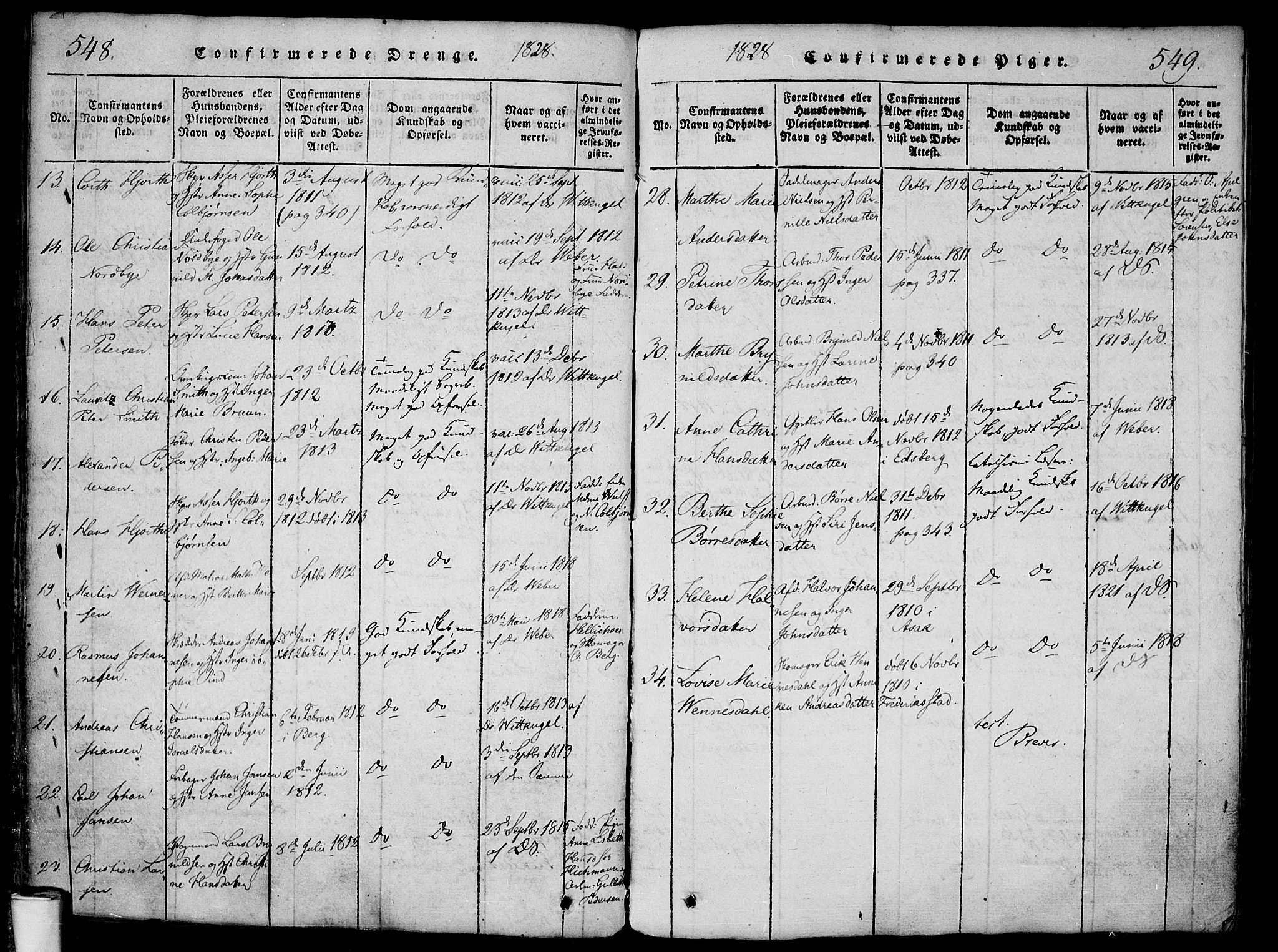 Halden prestekontor Kirkebøker, SAO/A-10909/F/Fa/L0003: Parish register (official) no. I 3, 1815-1834, p. 548-549