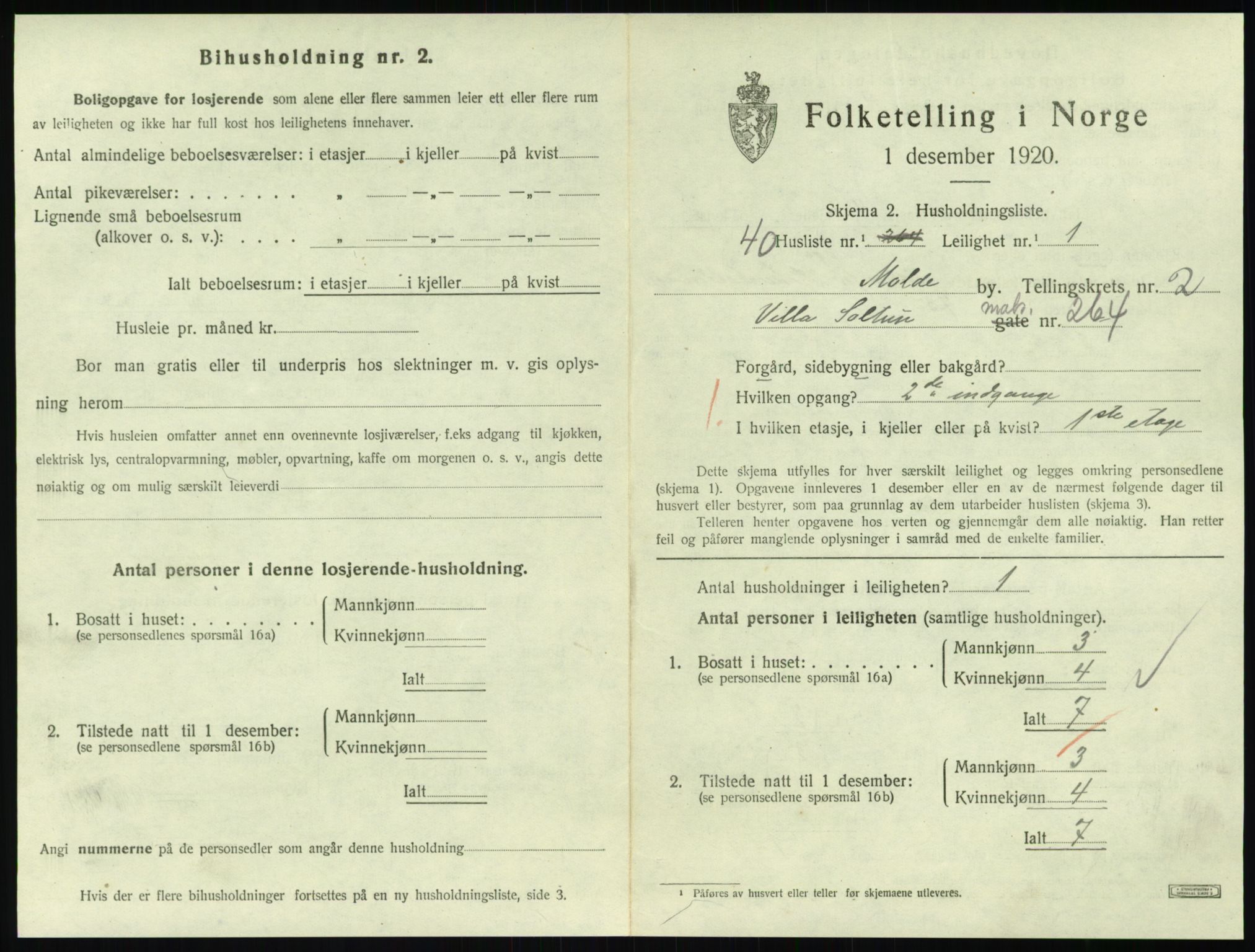 SAT, 1920 census for Molde, 1920, p. 1063