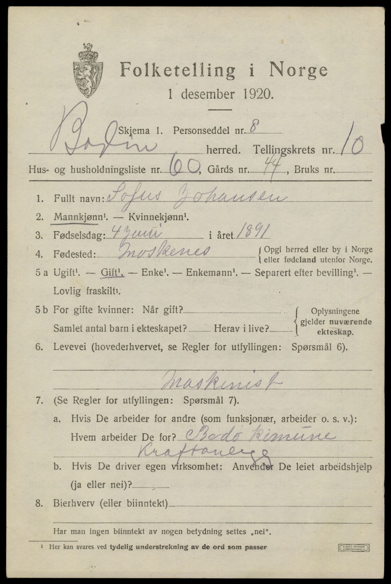 SAT, 1920 census for Bodin, 1920, p. 8346