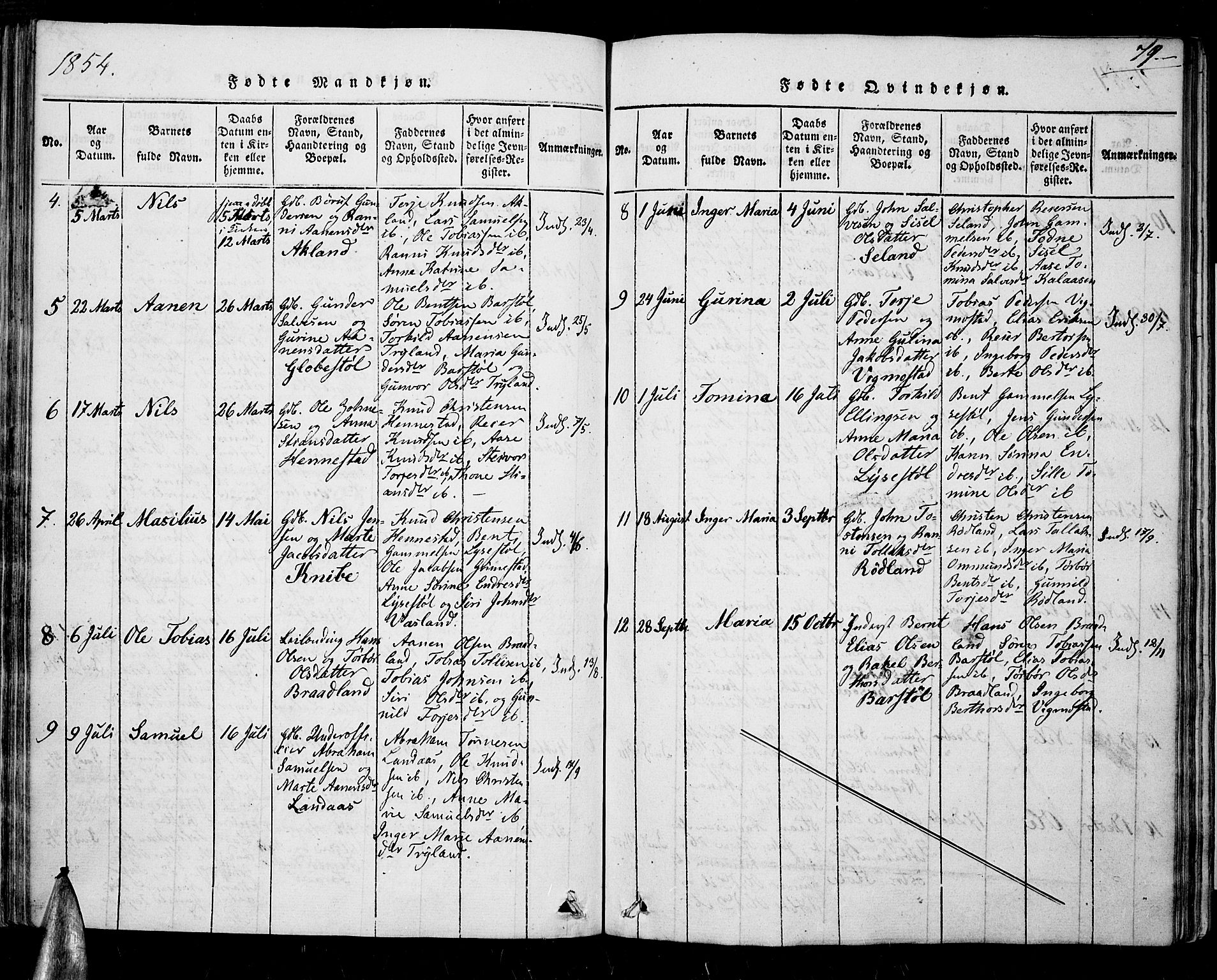 Nord-Audnedal sokneprestkontor, AV/SAK-1111-0032/F/Fa/Fab/L0001: Parish register (official) no. A 1, 1816-1858, p. 79