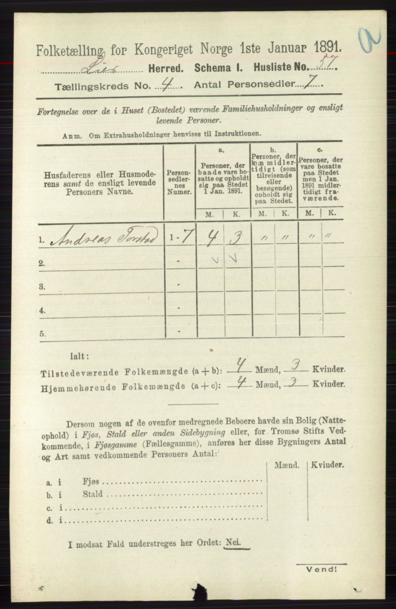 RA, 1891 census for 0626 Lier, 1891, p. 2863