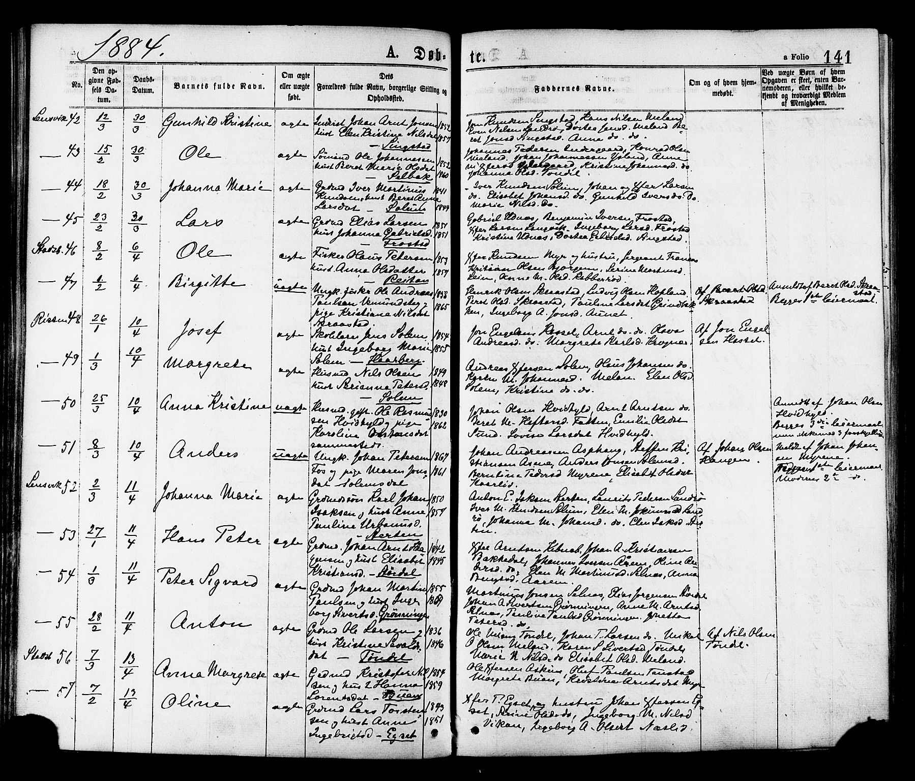 Ministerialprotokoller, klokkerbøker og fødselsregistre - Sør-Trøndelag, SAT/A-1456/646/L0613: Parish register (official) no. 646A11, 1870-1884, p. 141