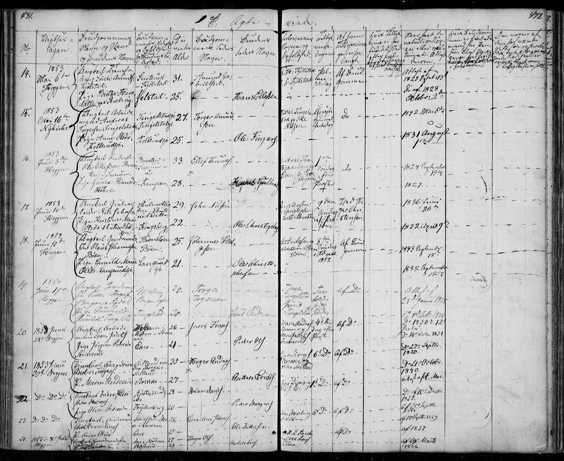 Modum kirkebøker, AV/SAKO-A-234/F/Fa/L0008: Parish register (official) no. 8, 1851-1859, p. 471-472