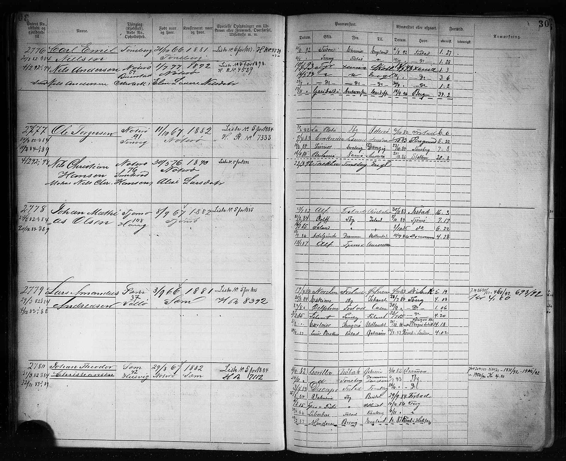 Tønsberg innrulleringskontor, AV/SAKO-A-786/F/Fb/L0007: Annotasjonsrulle Patent nr. 2636-5150, 1881-1892, p. 31