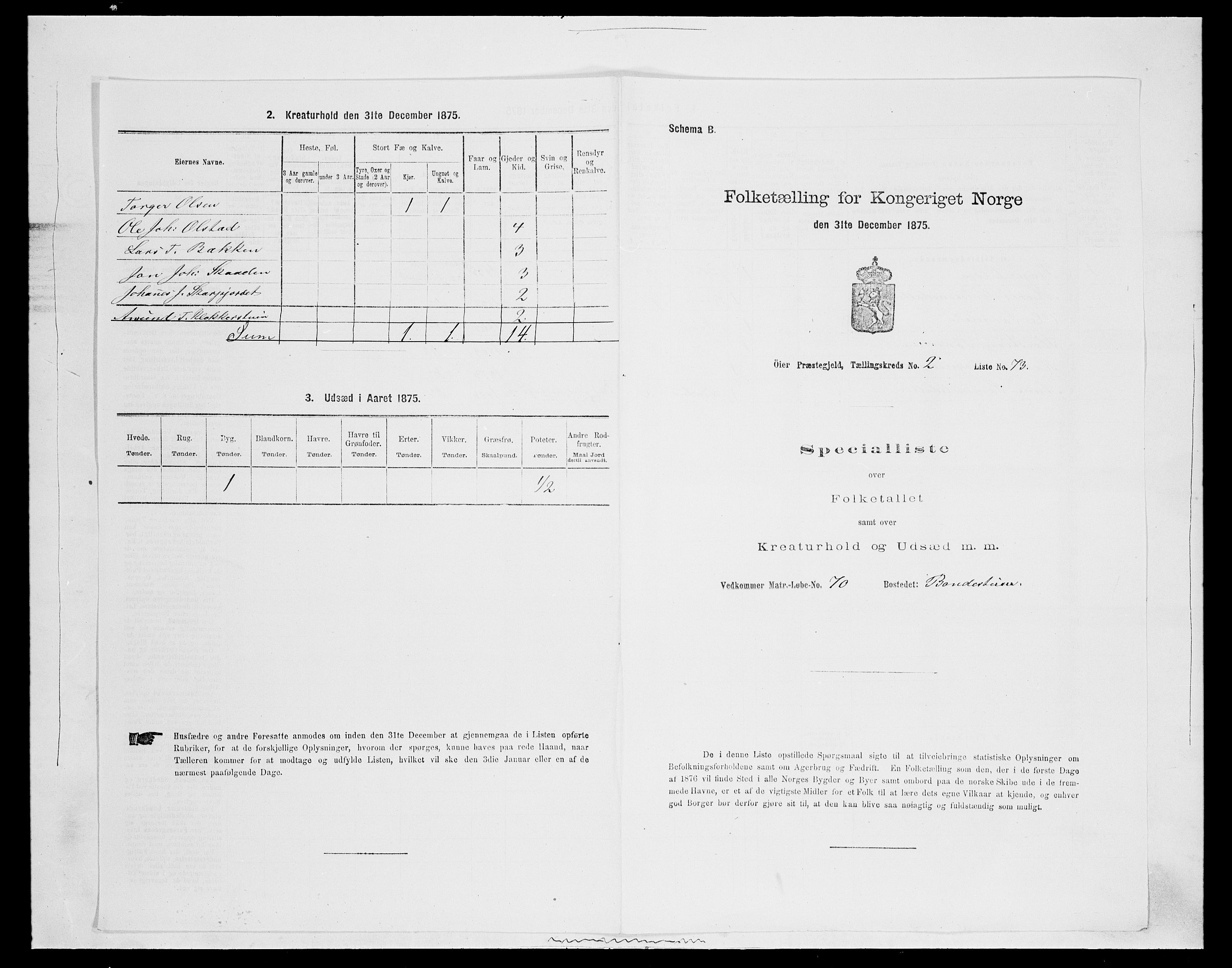 SAH, 1875 census for 0521P Øyer, 1875, p. 481