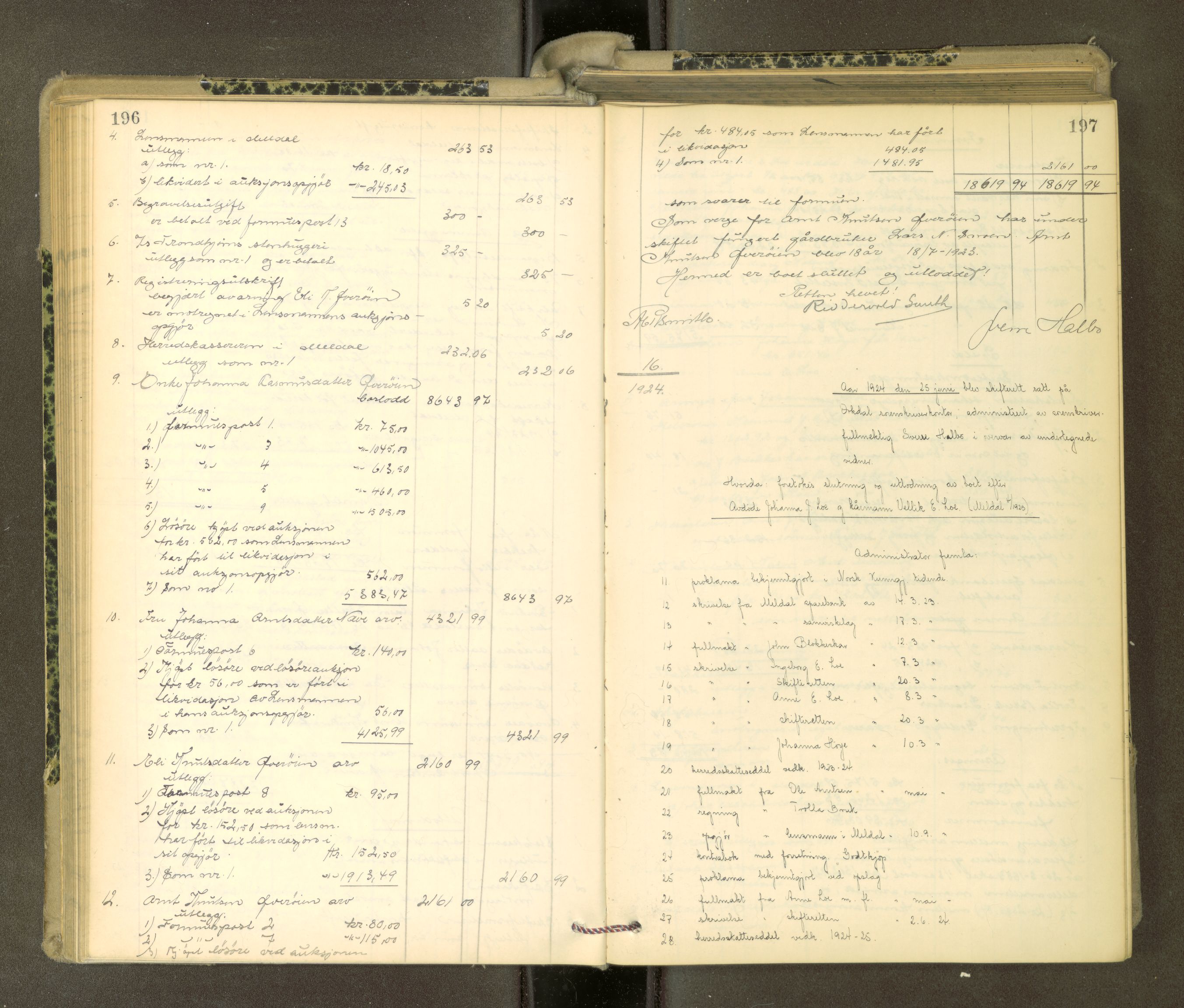 Orkdal sorenskriveri, AV/SAT-A-4169/1/3/3Aa/L0017: Skifteprotokoller, 1921-1929, p. 196-197