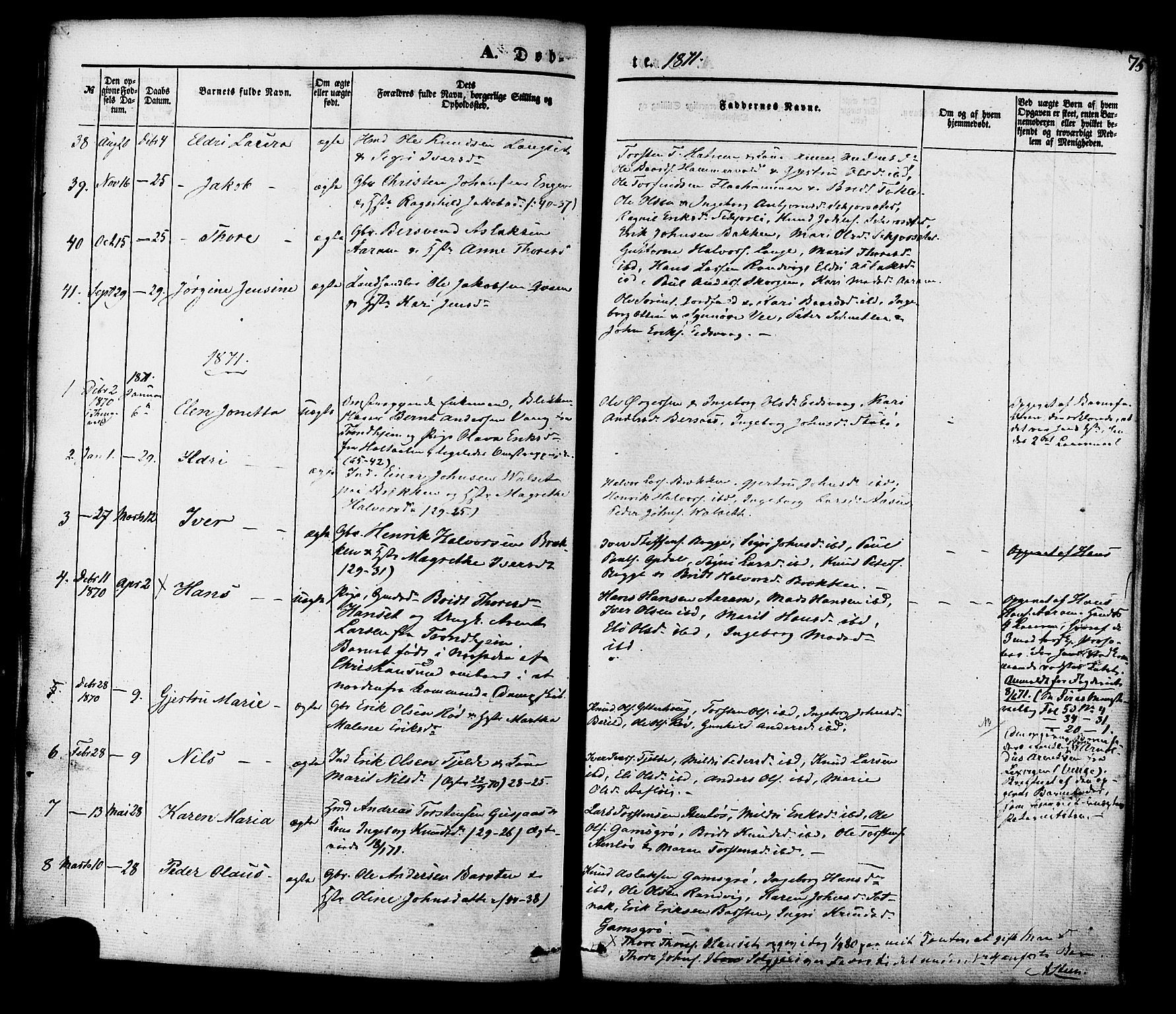 Ministerialprotokoller, klokkerbøker og fødselsregistre - Møre og Romsdal, SAT/A-1454/551/L0625: Parish register (official) no. 551A05, 1846-1879, p. 75