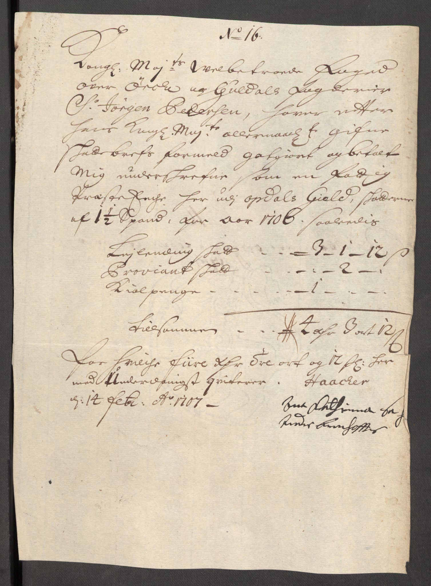 Rentekammeret inntil 1814, Reviderte regnskaper, Fogderegnskap, RA/EA-4092/R60/L3956: Fogderegnskap Orkdal og Gauldal, 1706, p. 170