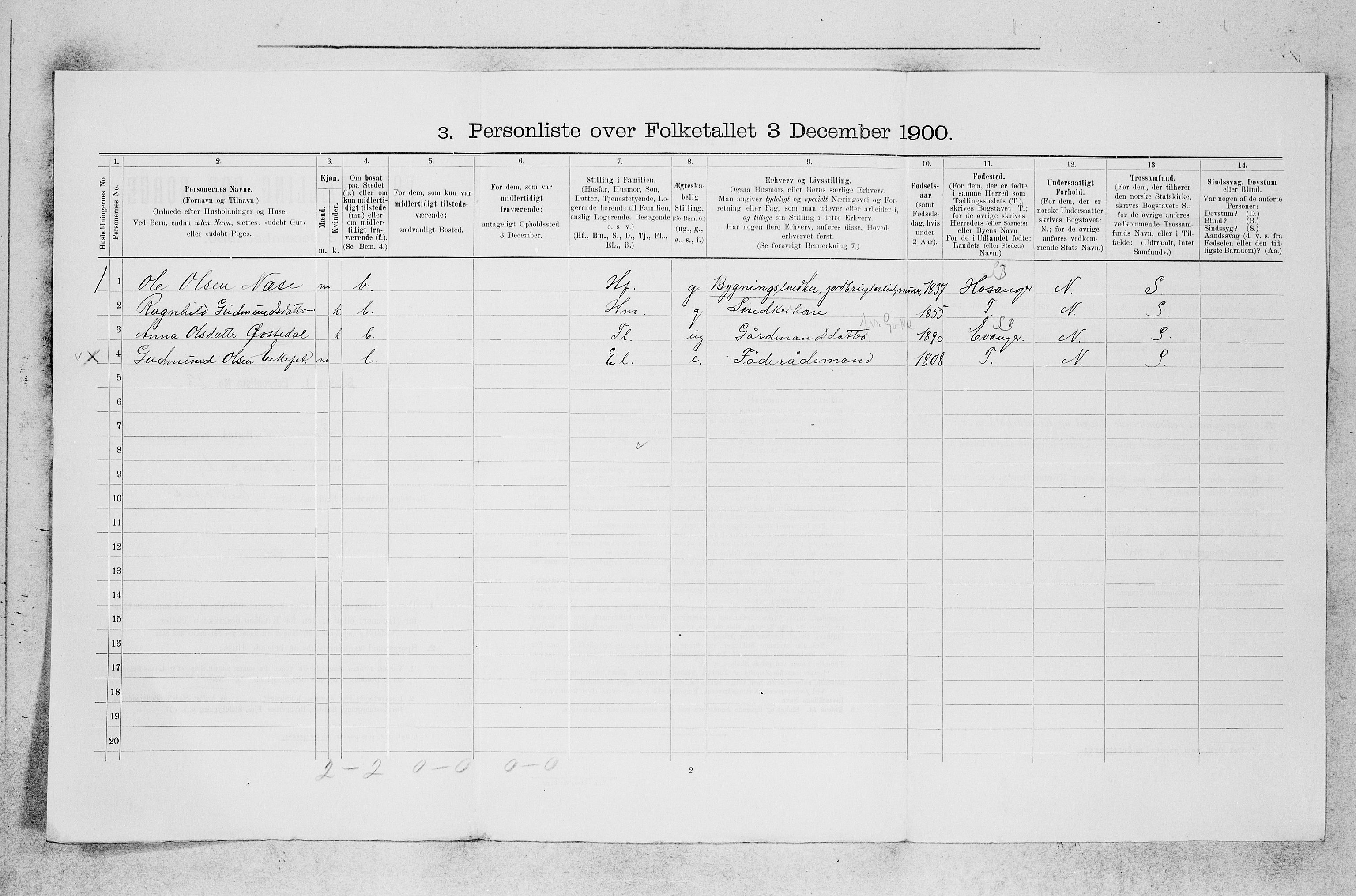 SAB, 1900 census for Bruvik, 1900, p. 899