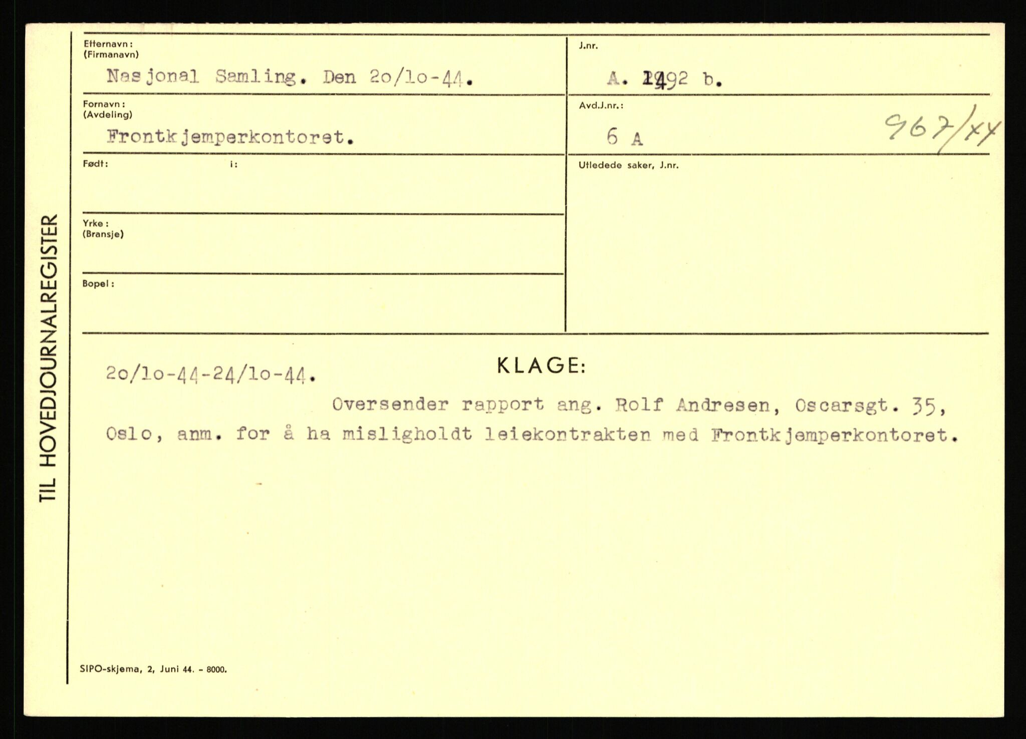 Statspolitiet - Hovedkontoret / Osloavdelingen, AV/RA-S-1329/C/Ca/L0011: Molberg - Nøstvold, 1943-1945, p. 1276