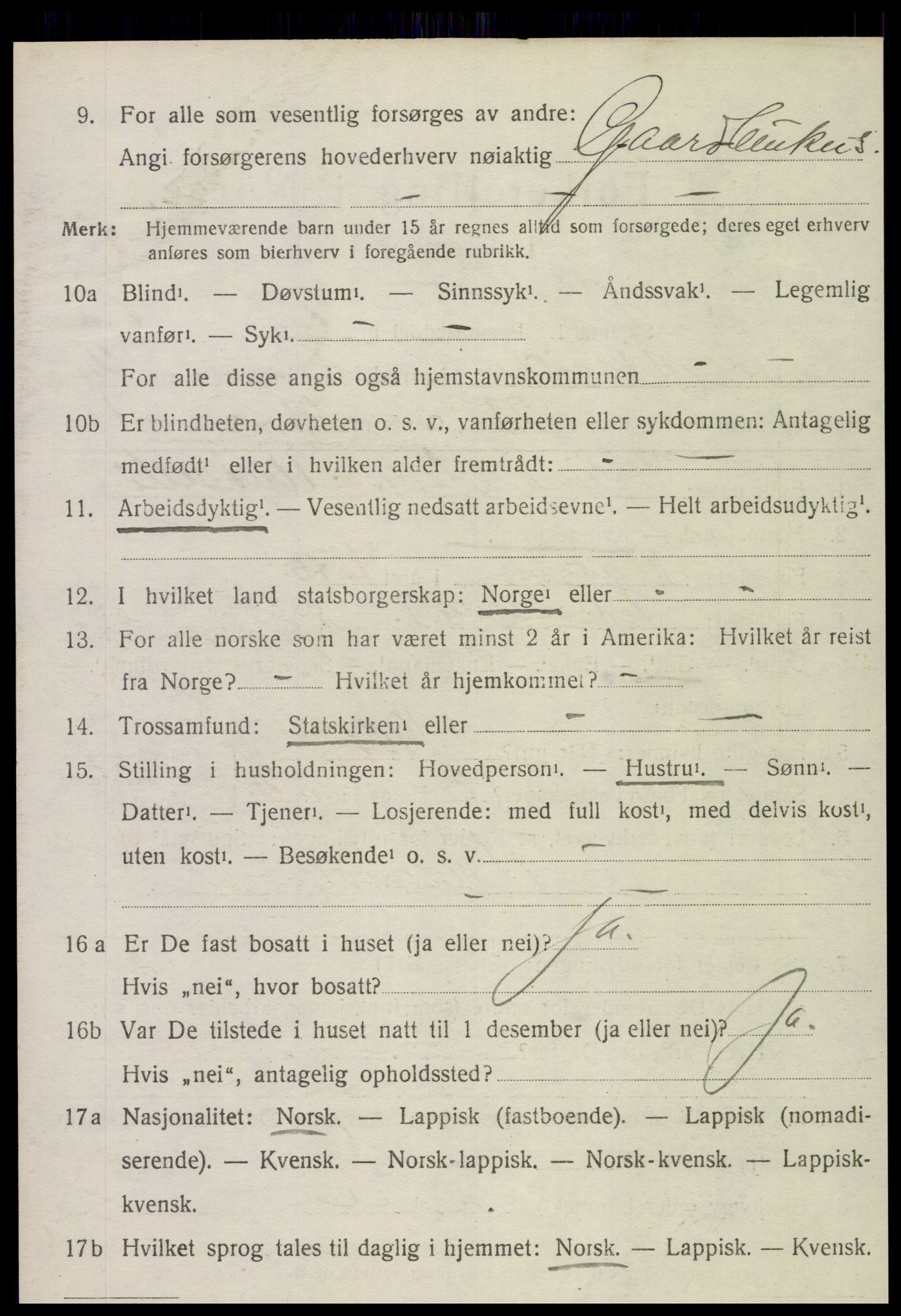 SAT, 1920 census for Leksvik, 1920, p. 2079