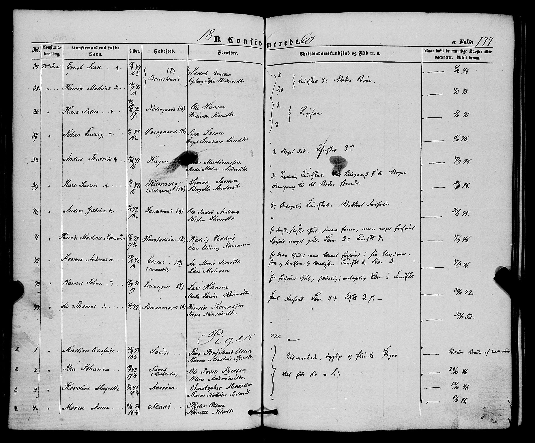 Trondenes sokneprestkontor, SATØ/S-1319/H/Ha/L0011kirke: Parish register (official) no. 11, 1853-1862, p. 177