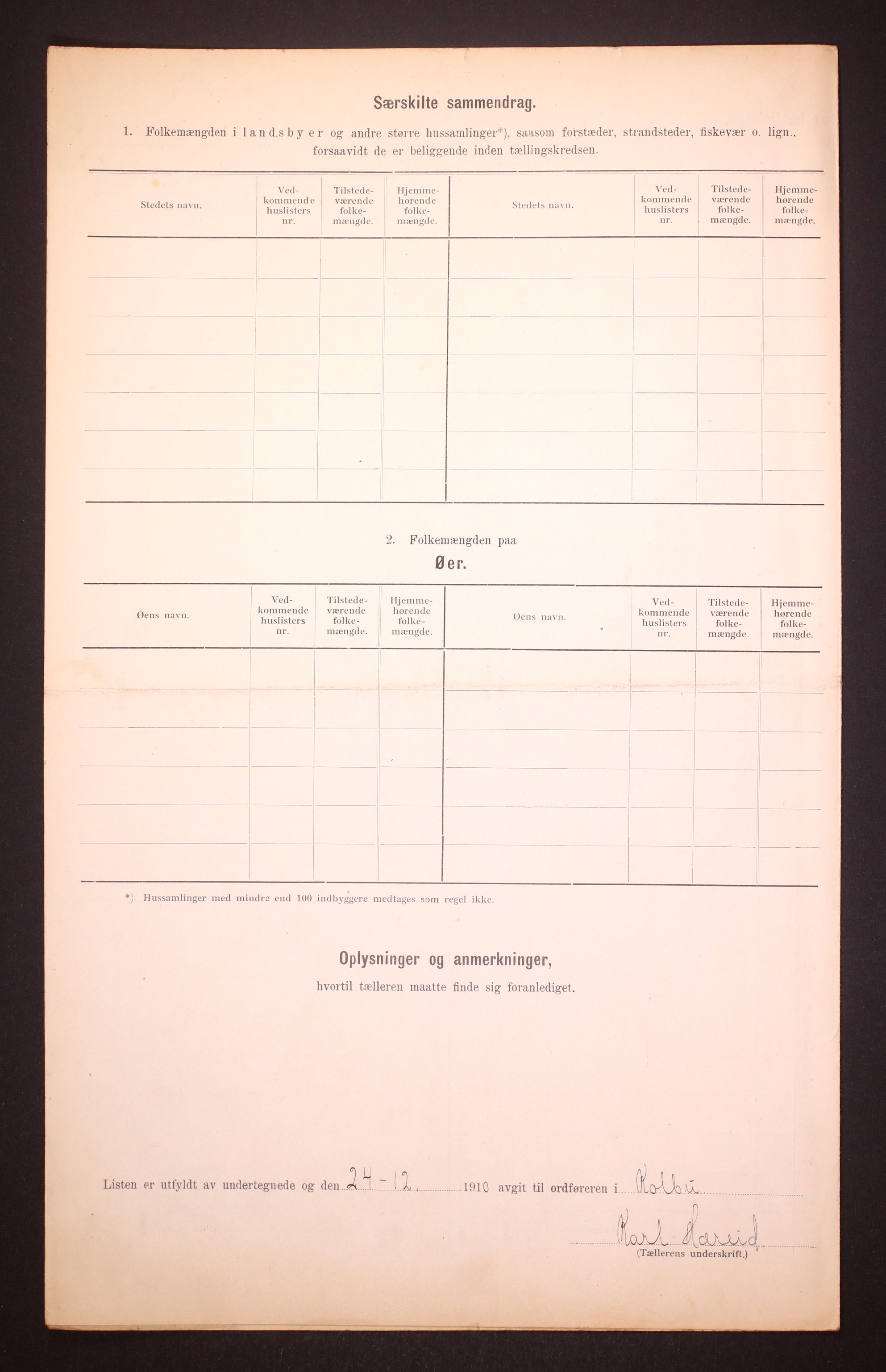 RA, 1910 census for Kolbu, 1910, p. 21