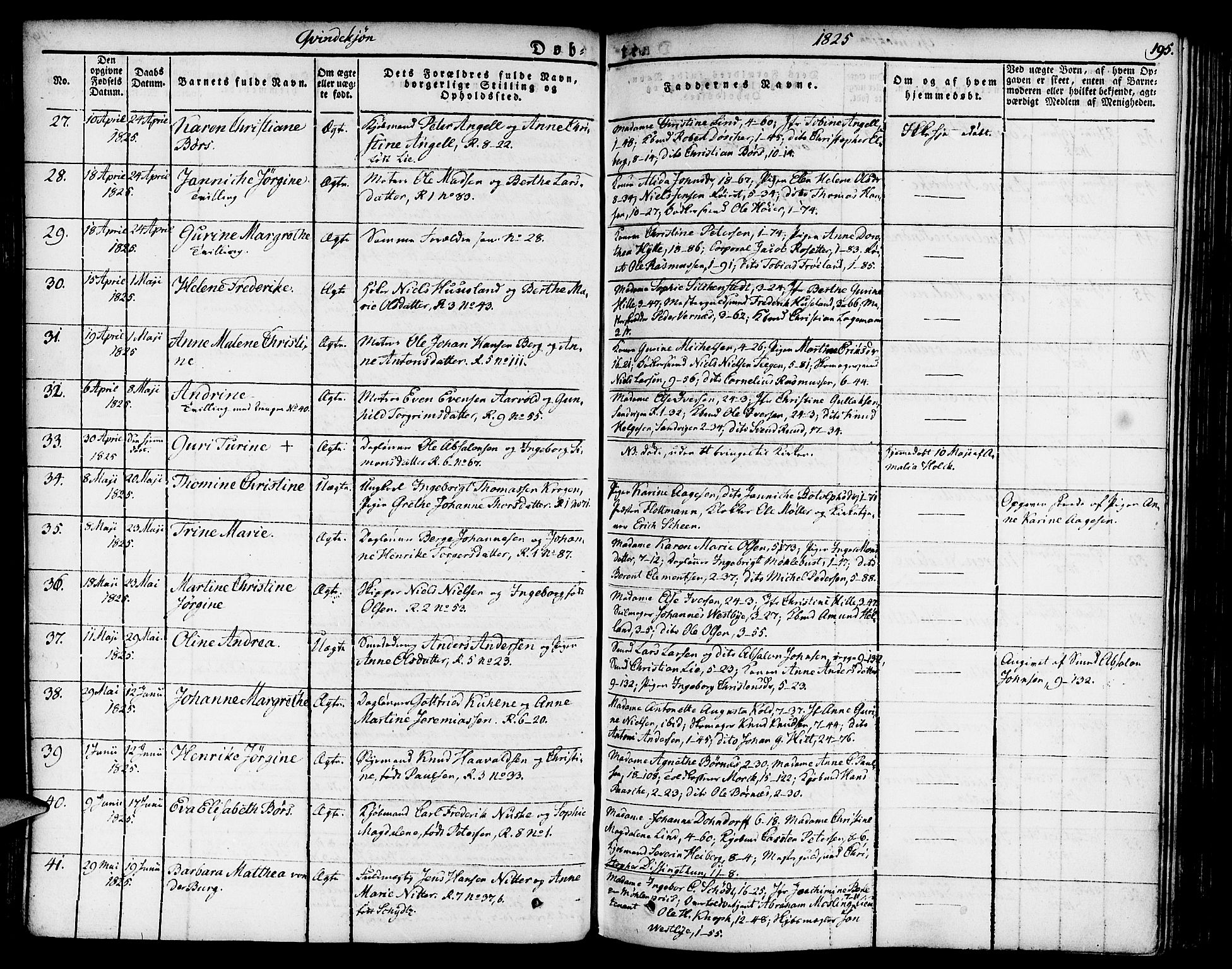 Nykirken Sokneprestembete, AV/SAB-A-77101/H/Haa/L0012: Parish register (official) no. A 12, 1821-1844, p. 195