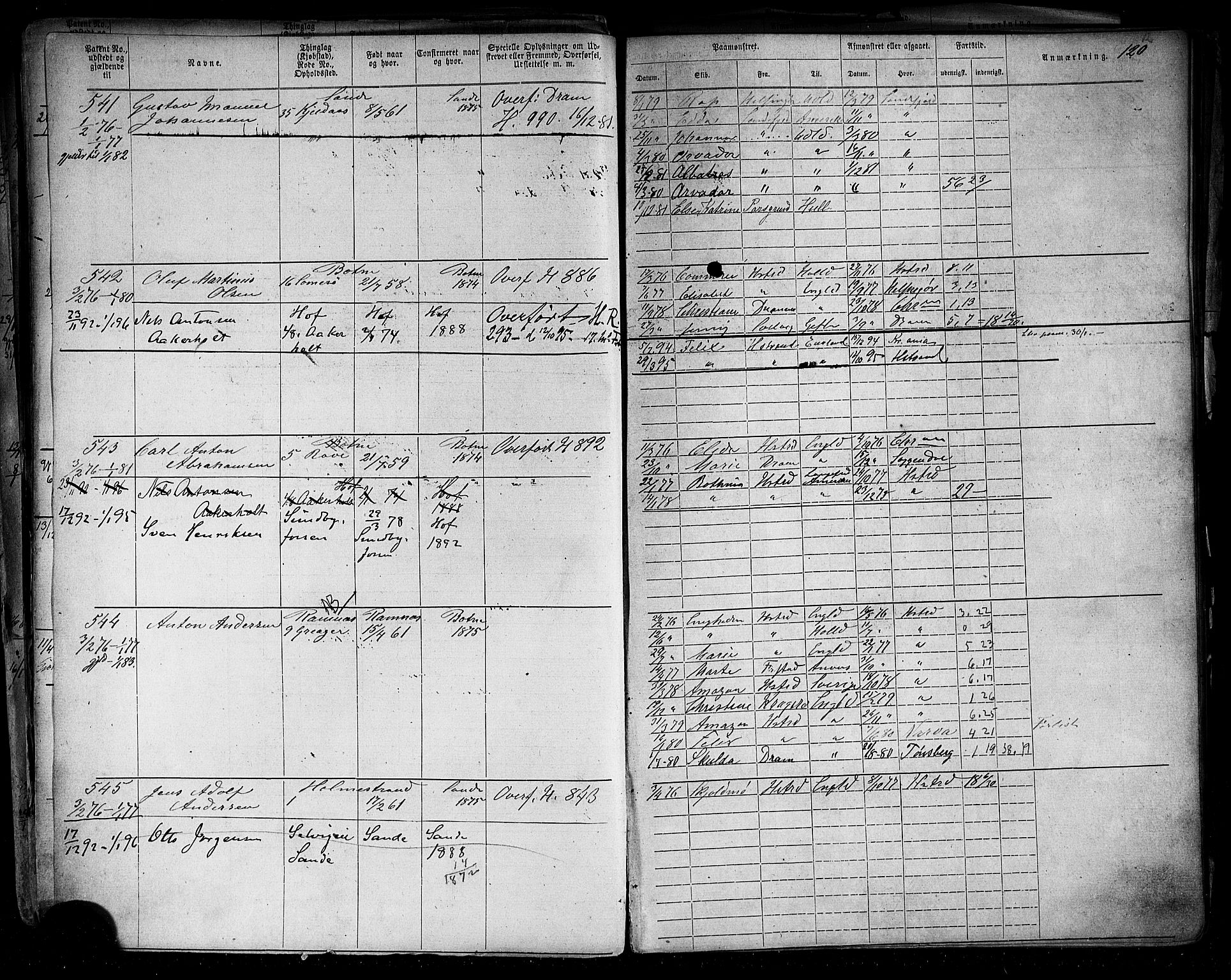 Holmestrand innrulleringskontor, AV/SAKO-A-1151/F/Fb/L0003: Annotasjonsrulle, 1868-1886, p. 111