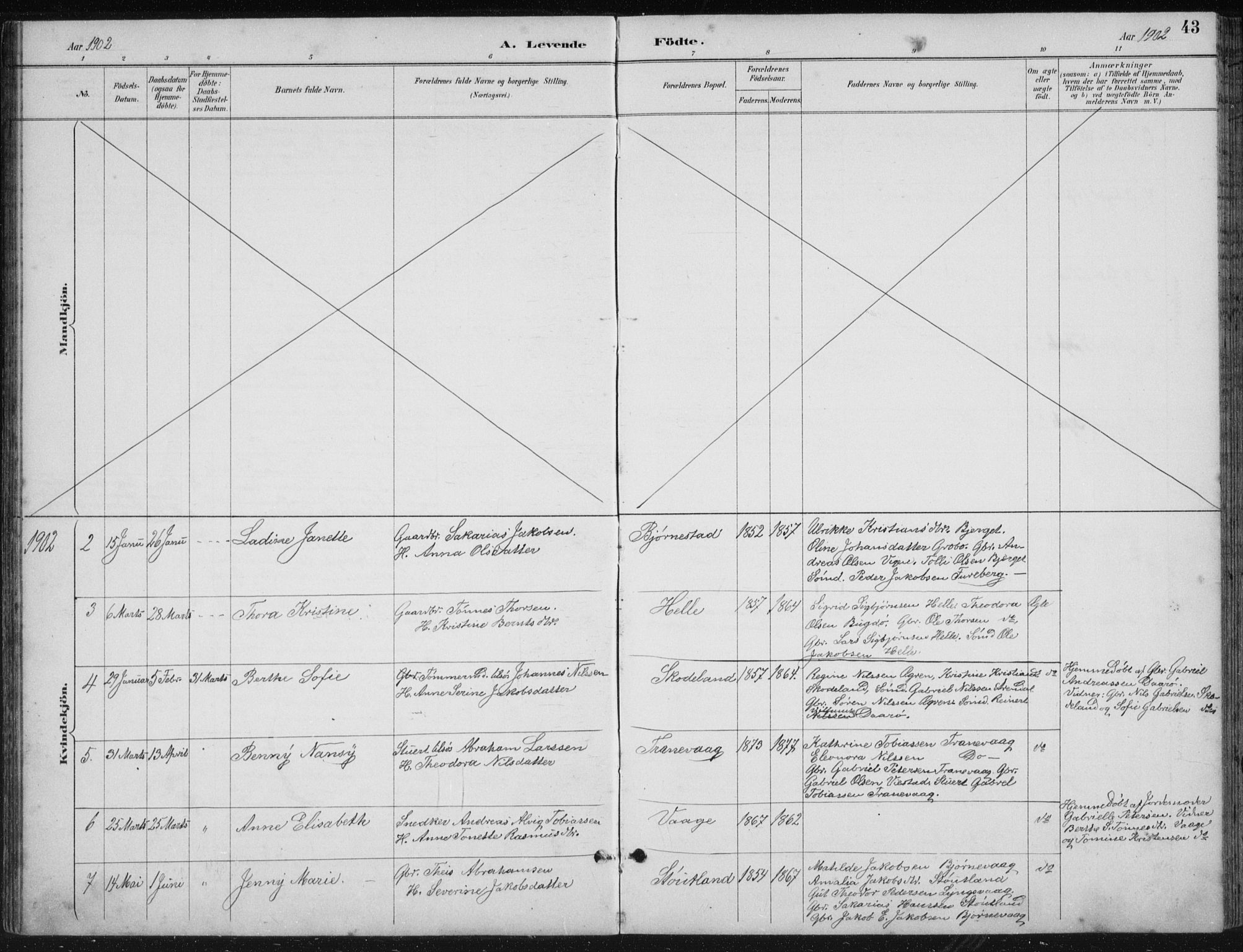 Herad sokneprestkontor, AV/SAK-1111-0018/F/Fb/Fbb/L0004: Parish register (copy) no. B 4, 1890-1935, p. 43